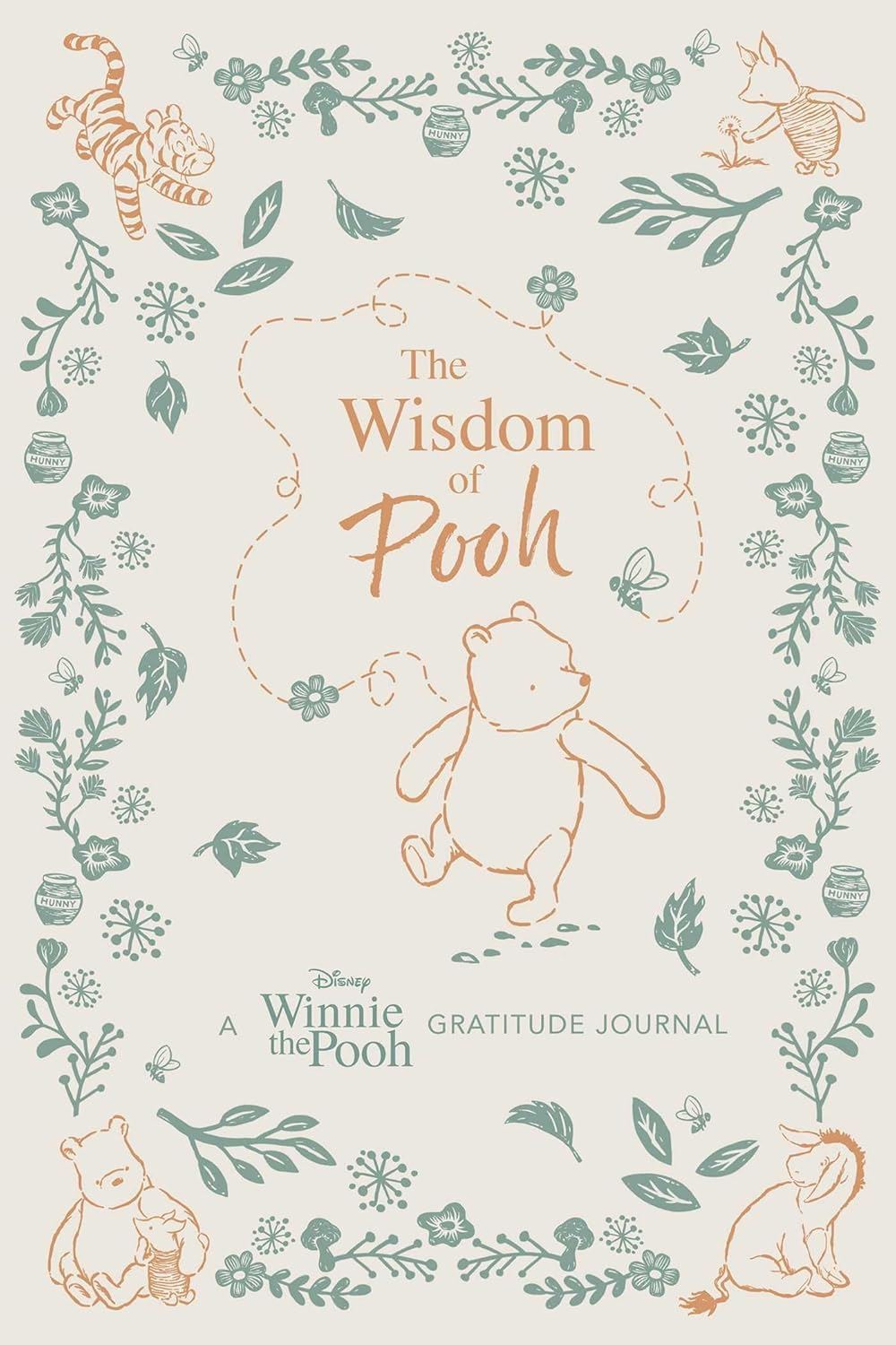 Book cover for The Wisdom of Pooh Gratitude Journal featuring illustrations of Winnie the Pooh and friends.