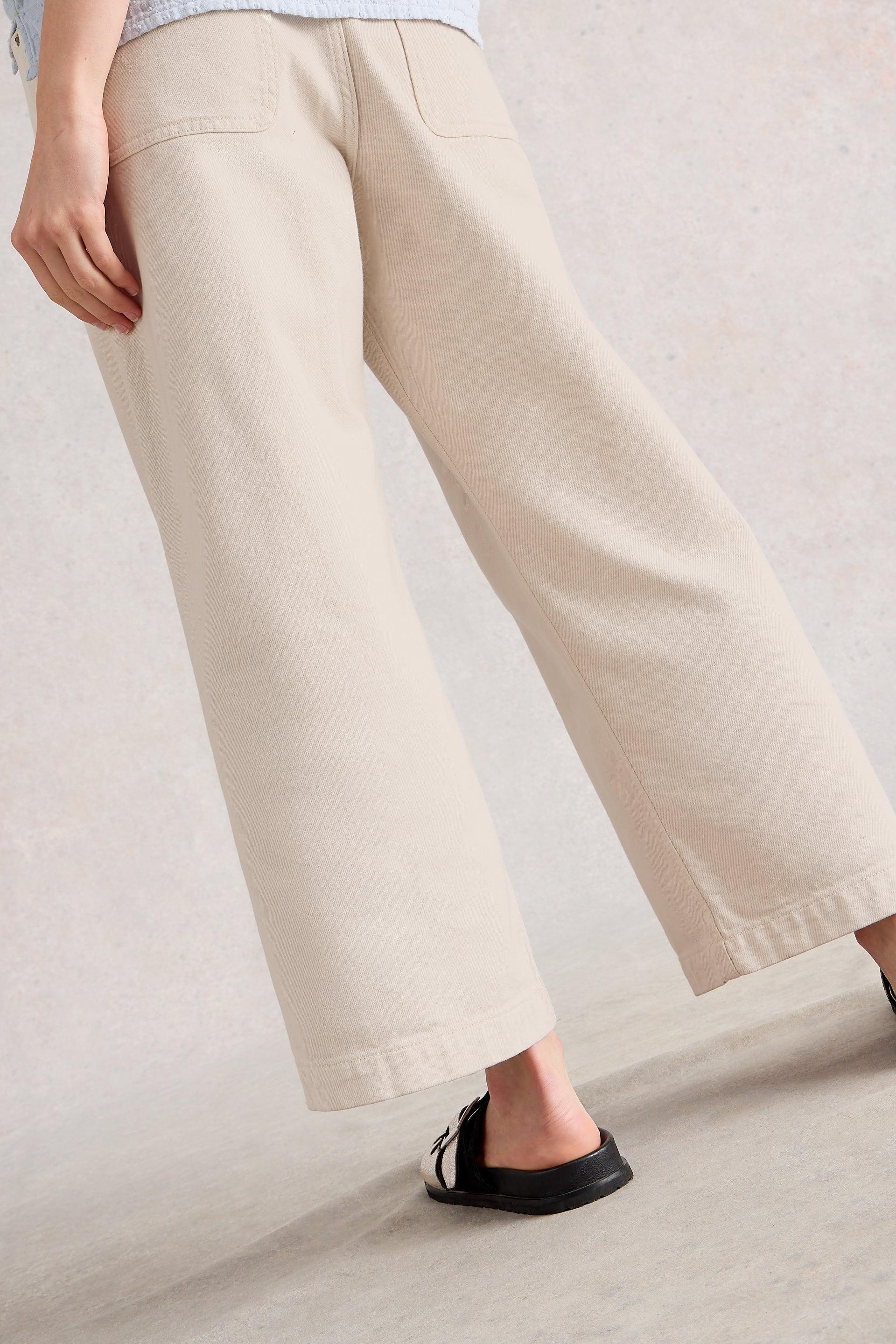 White Stuff Tia Wide Leg Crop Nat. White Jean