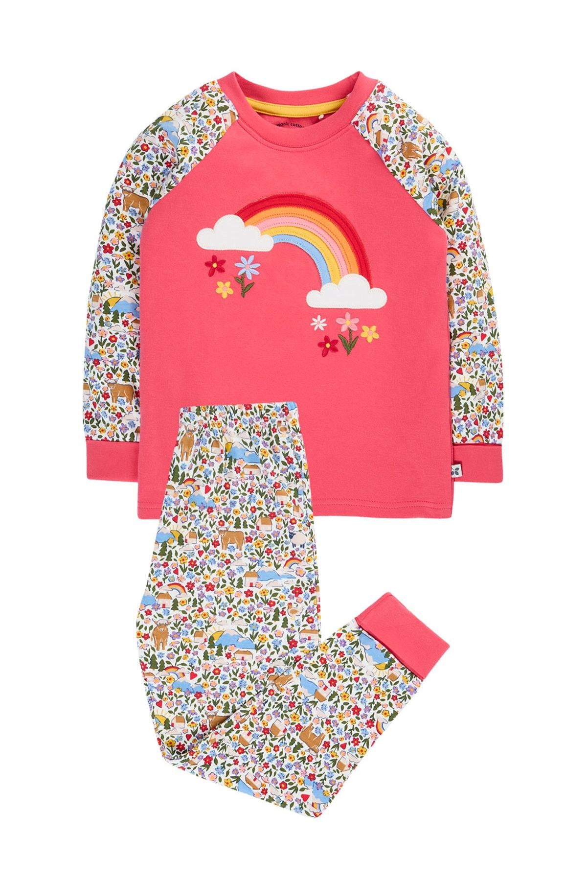 Frugi Jamie Jim Jams in Highland Fields/Rainbow