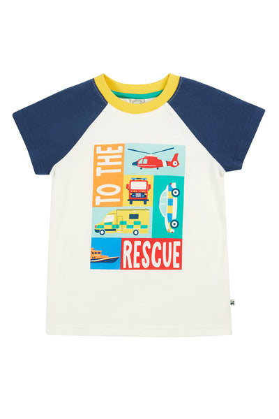 Frugi Reid Raglan T-Shirt in Soft White/Rescue