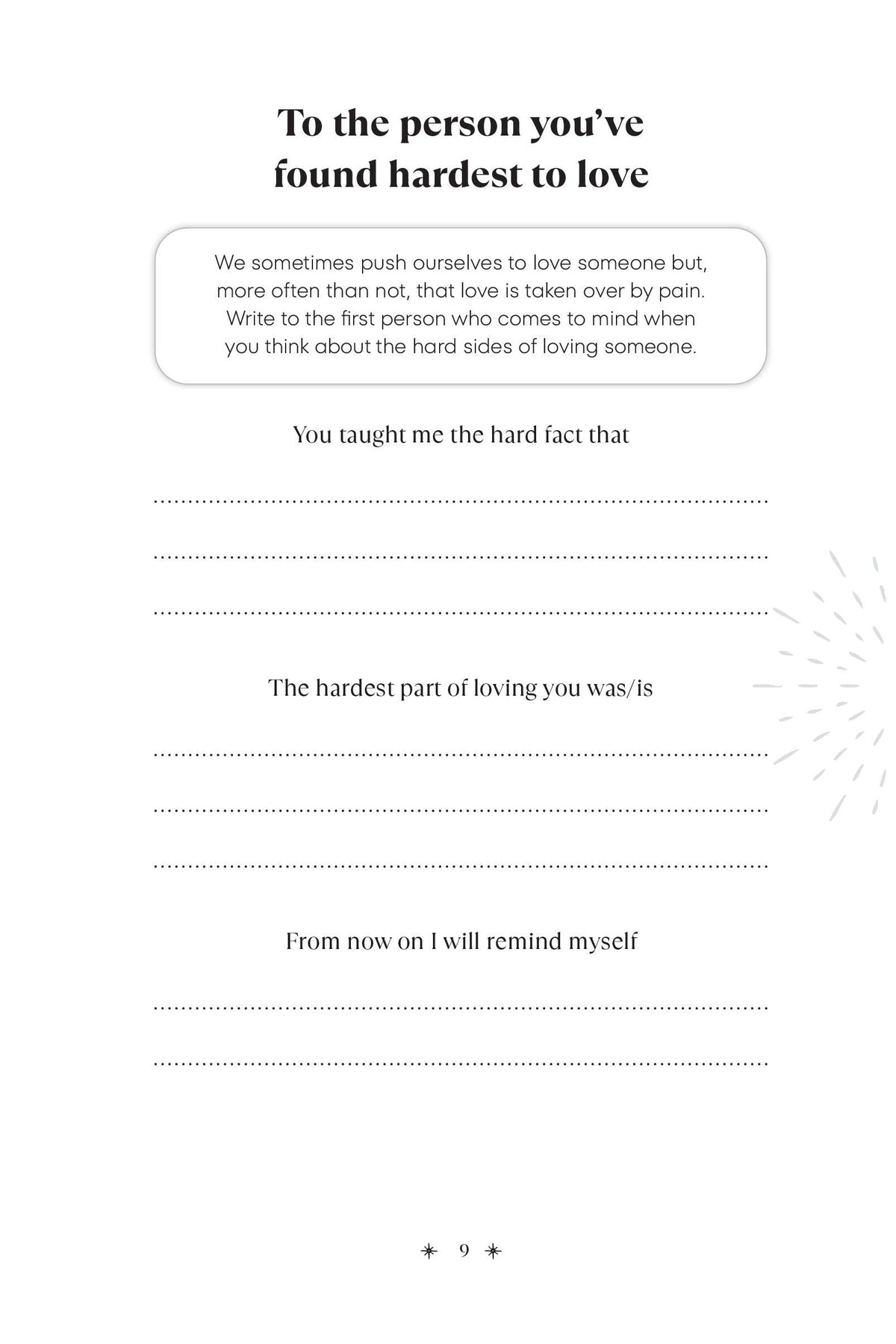 A wellness journal page featuring writing prompts for letting go of a past relationship.