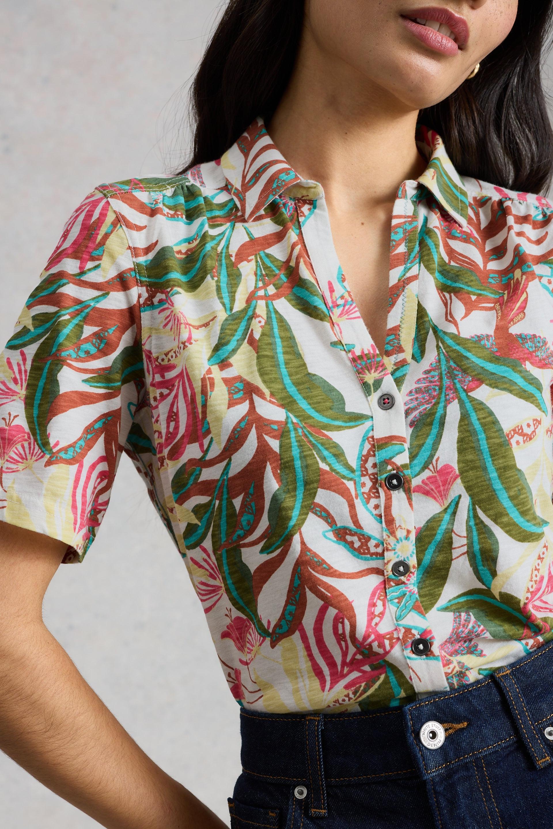 White Stuff Annie SS Ivory Print Jersey Shirt