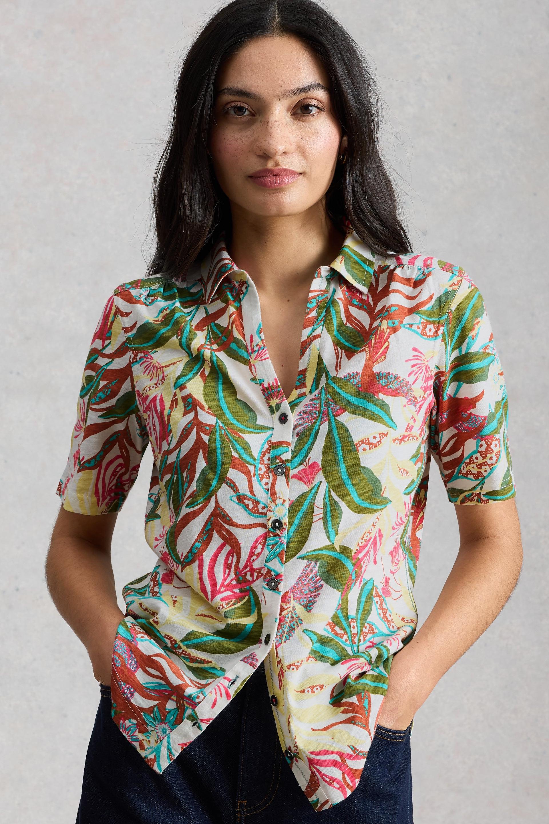 White Stuff Annie SS Ivory Print Jersey Shirt
