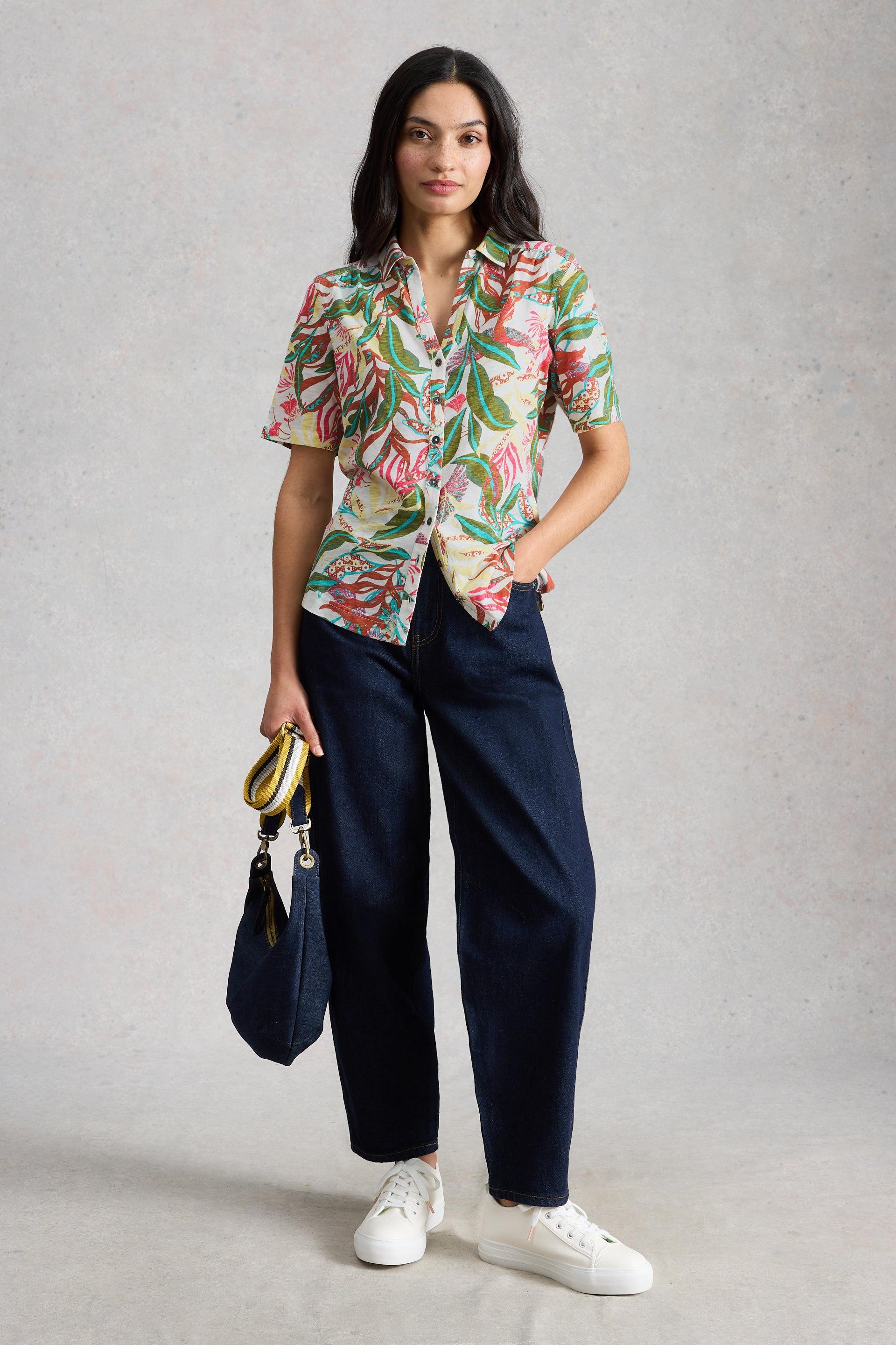 White Stuff Annie SS Ivory Print Jersey Shirt