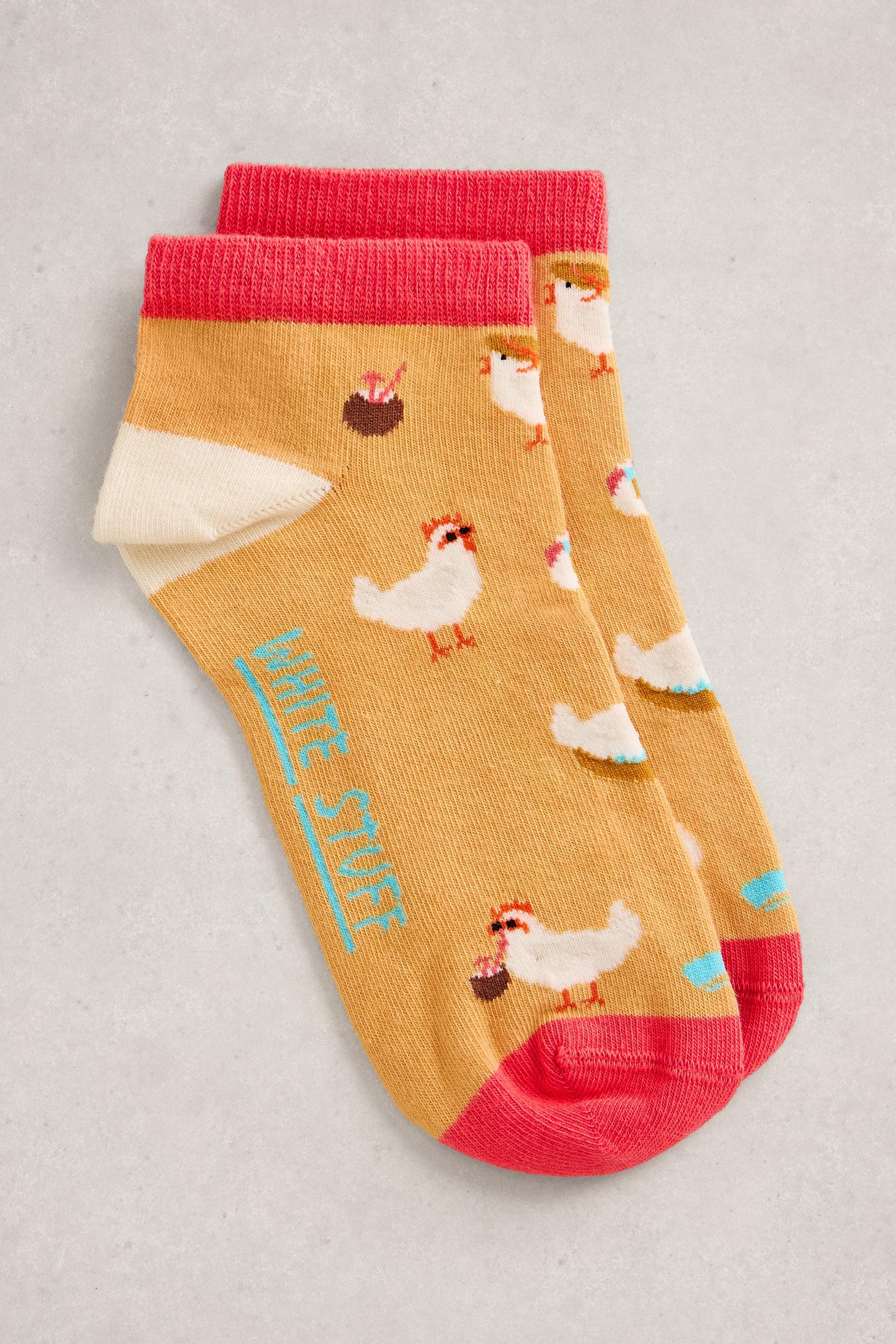 White Stuff Holiday Chicken Trainer Socks
