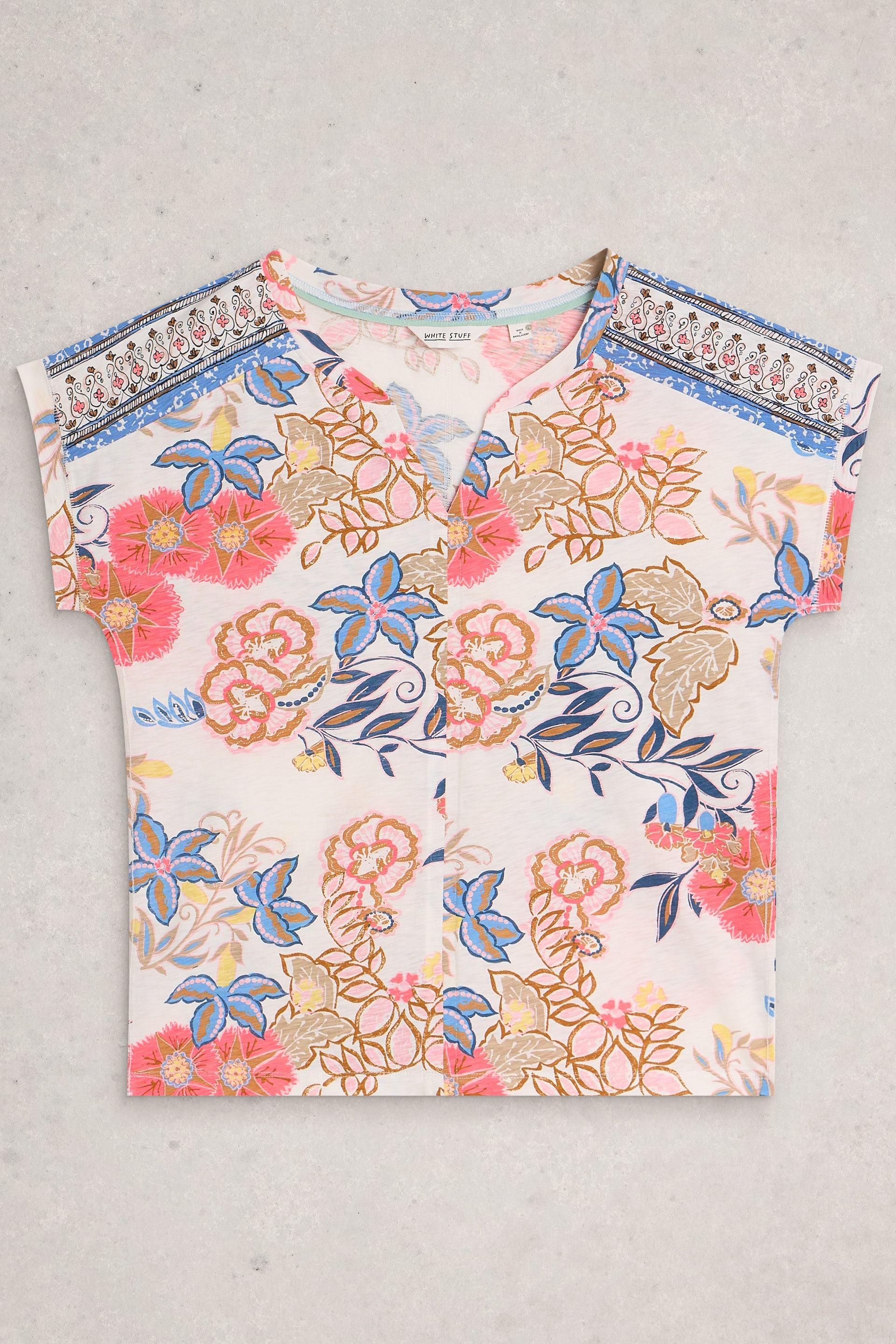 White Stuff Nelly Notch Neck White Print Tee