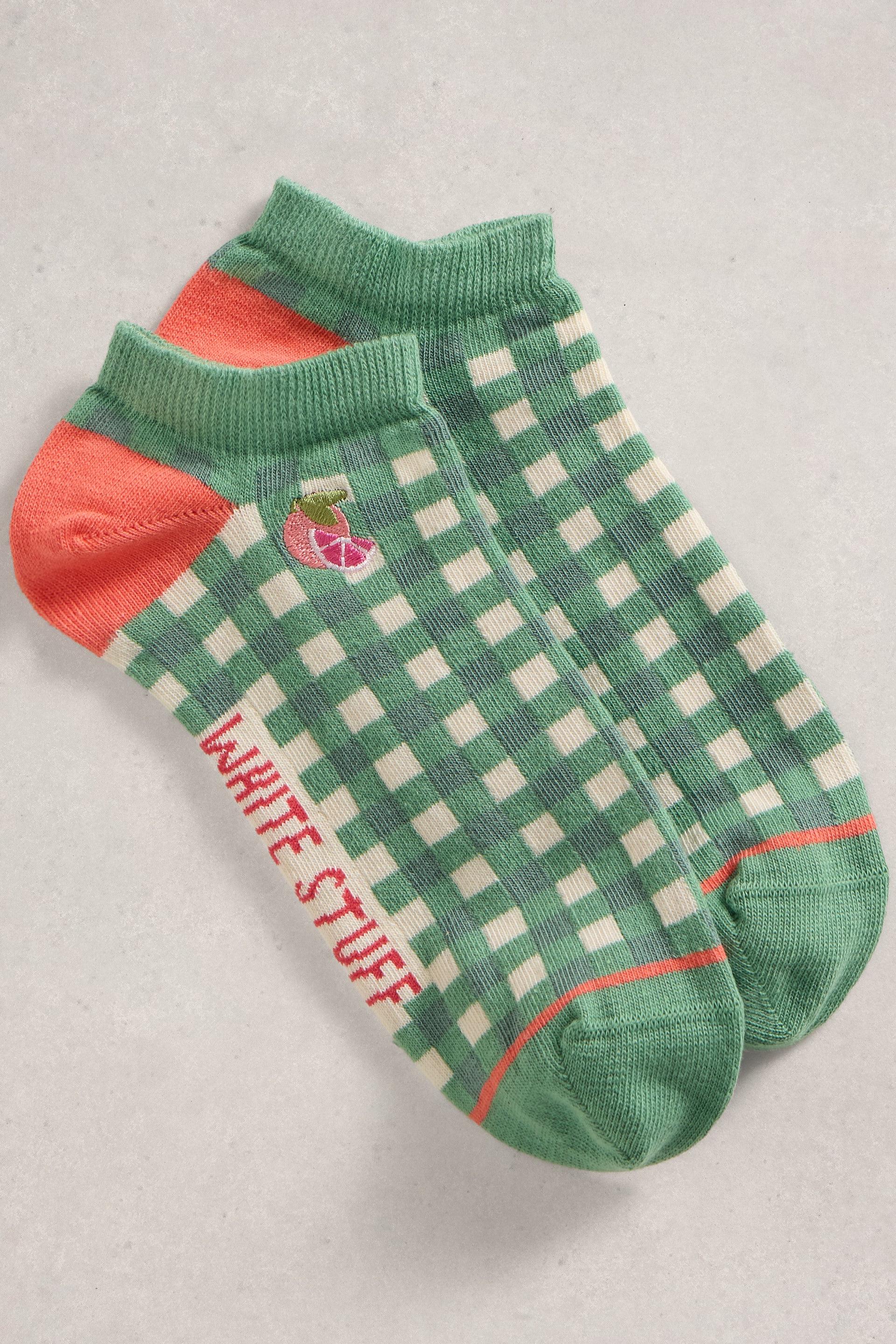 White Stuff Gingham Fruit Trainer Socks