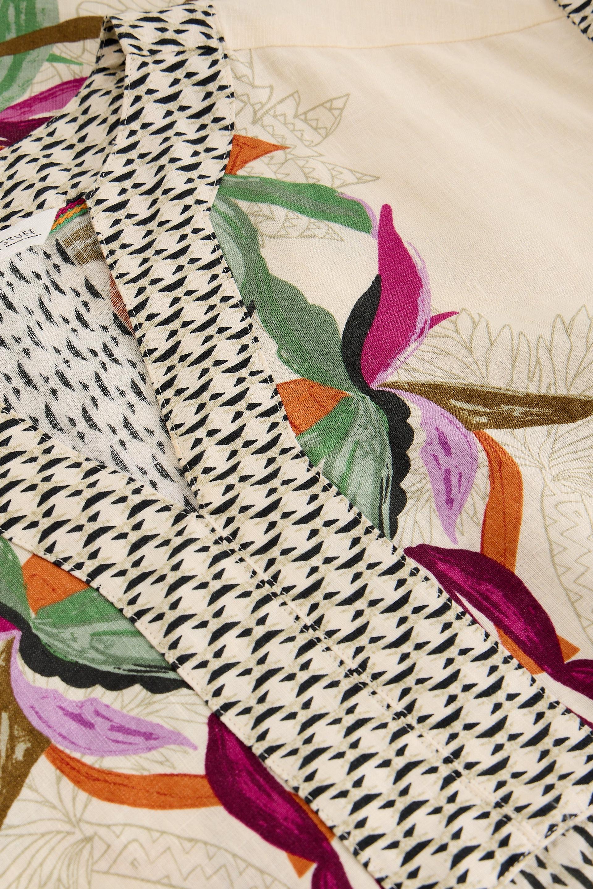 Close-up of White Stuff dress with abstract pattern 