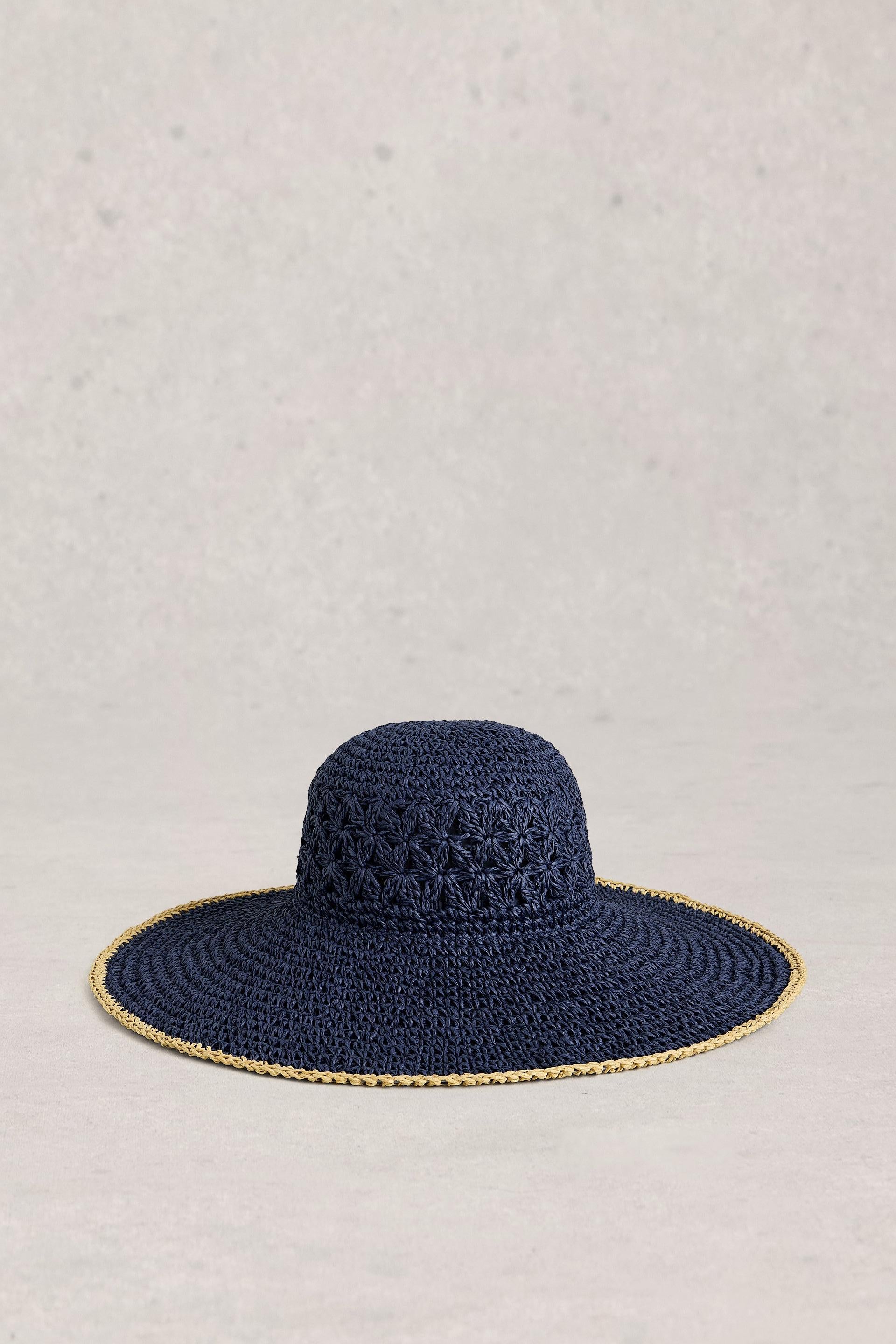 White Stuff Wide Brim Crochet Hat