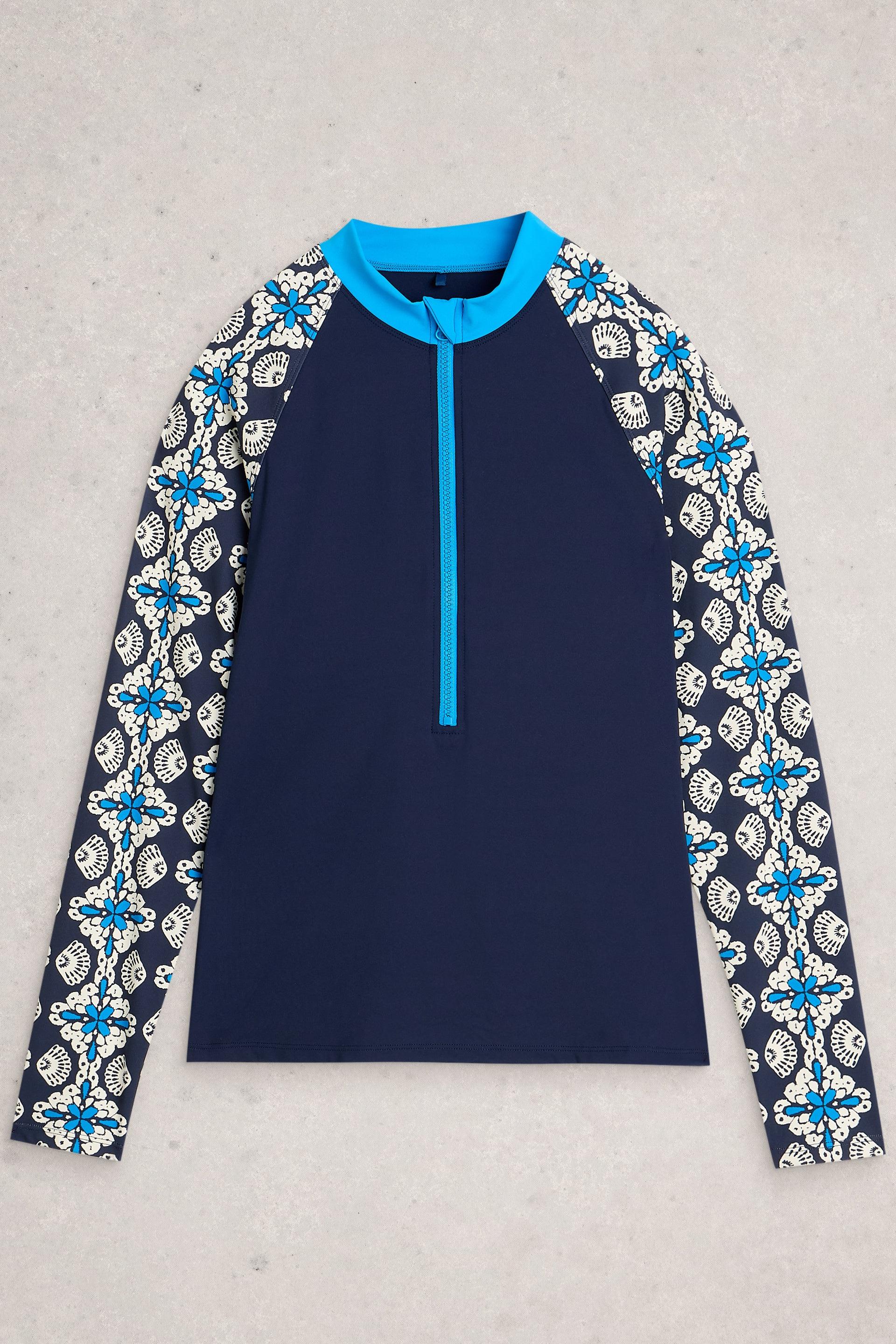 White Stuff Bay Rash Navy Print Vest