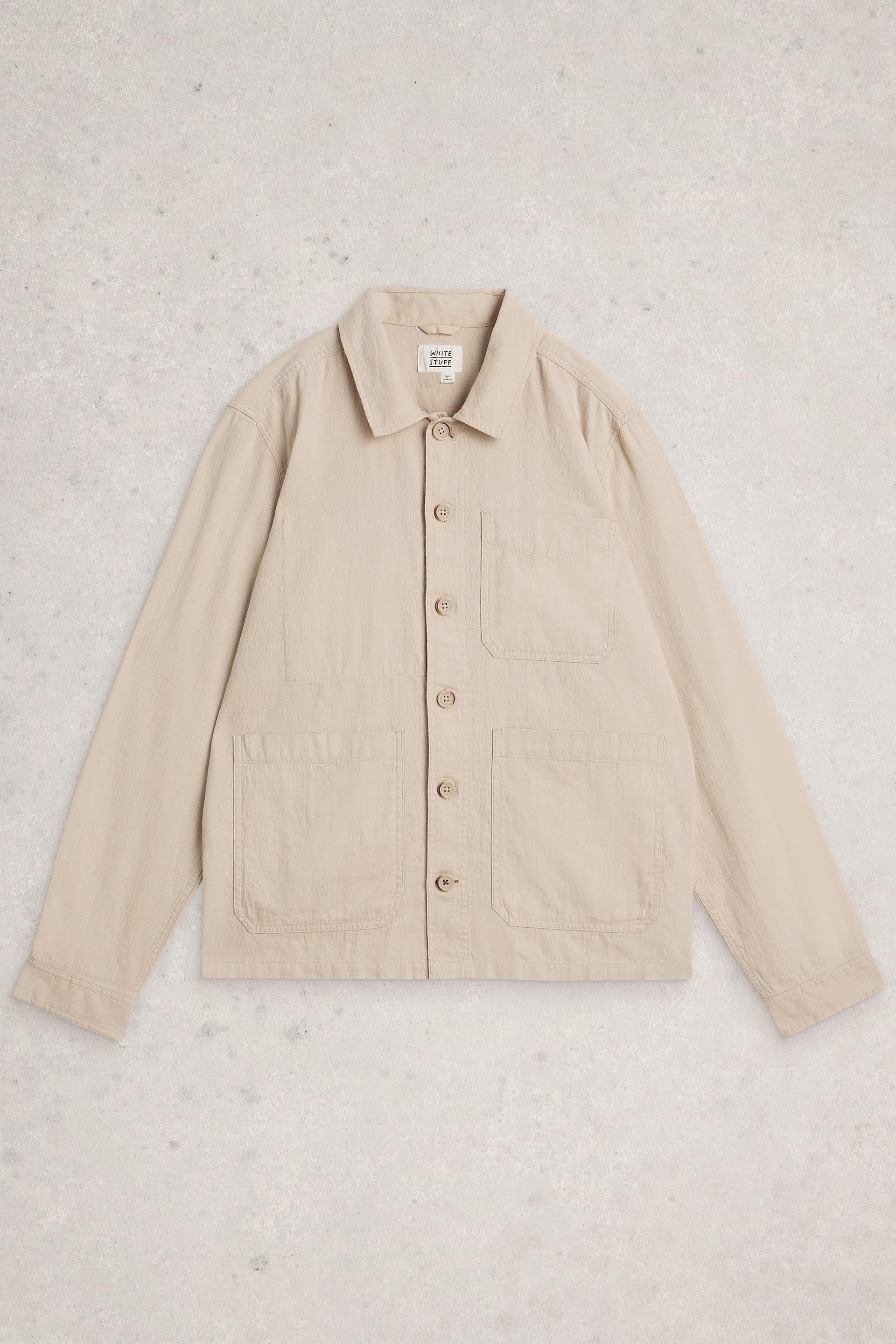 White Stuff Westgate Light Tan Linen Blend Jacket