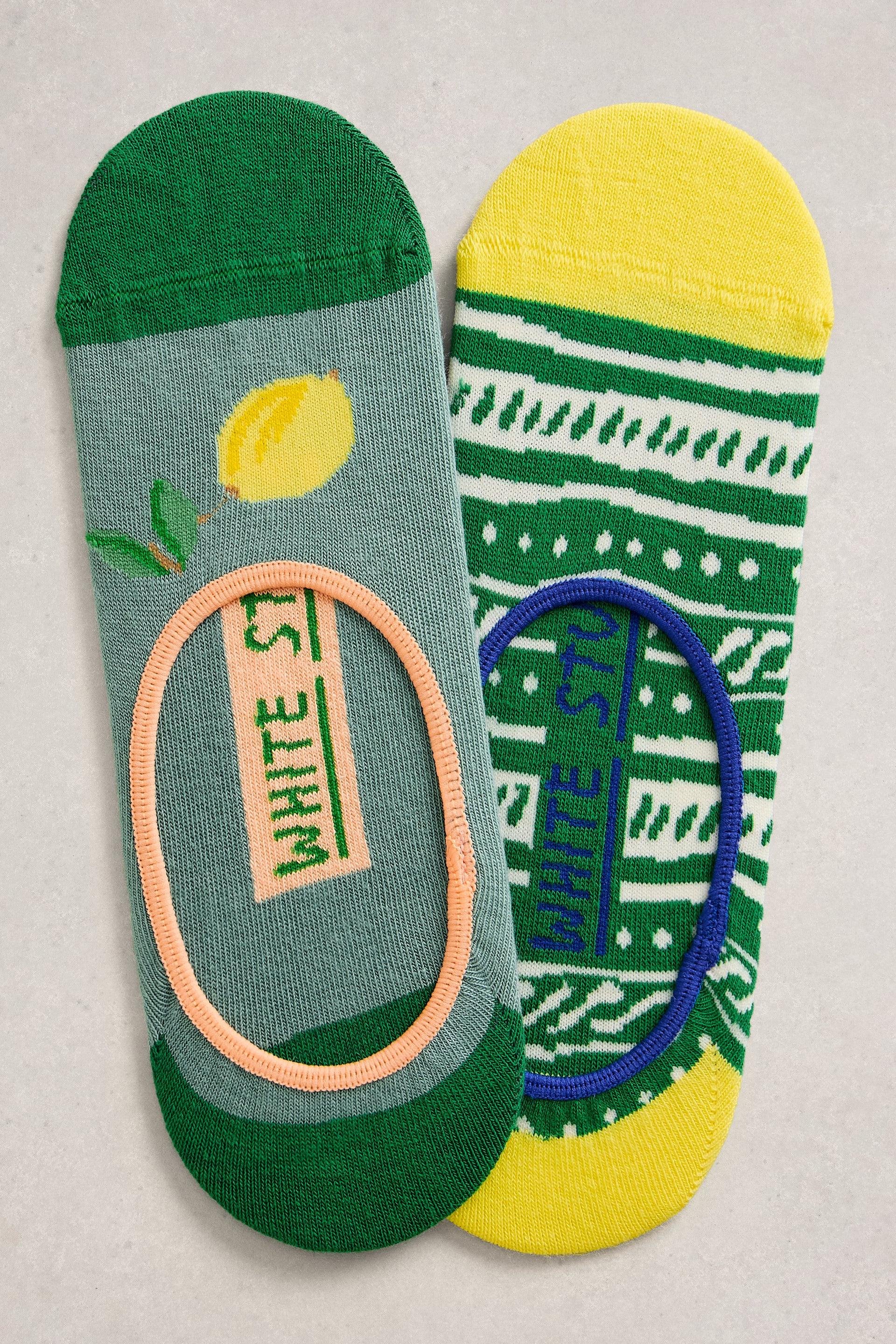 White Stuff 2PK Lemon No Show Socks