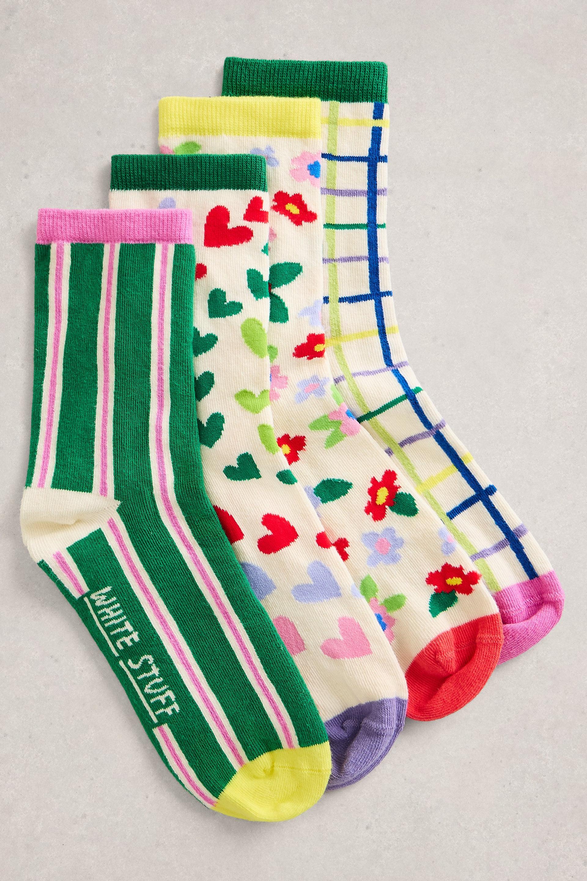 White Stuff 4PK Bright Pattern Ankle Socks