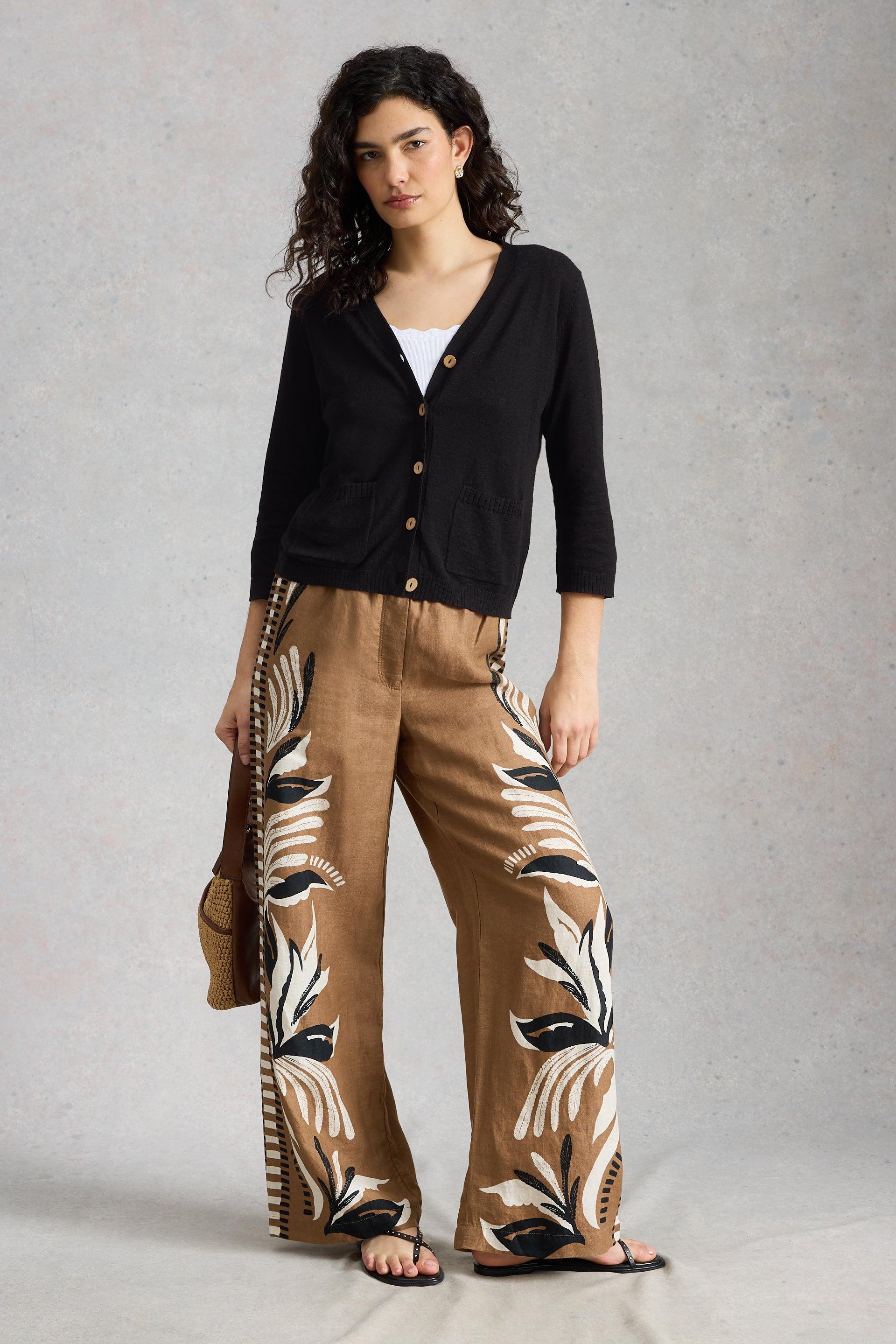 White Stuff Nova Linen Blend Pure Black Cardigan
