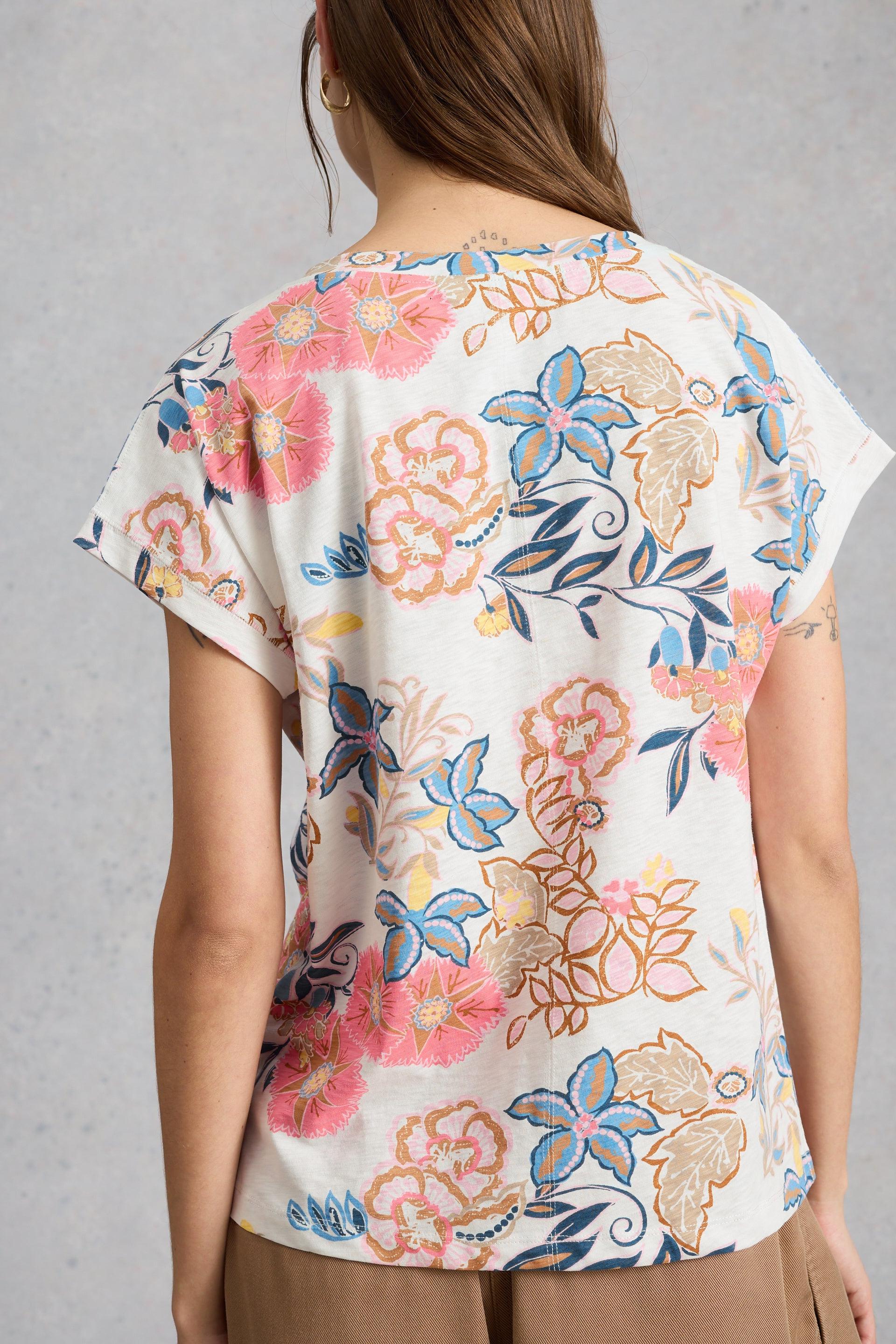 White Stuff Nelly Notch Neck White Print Tee