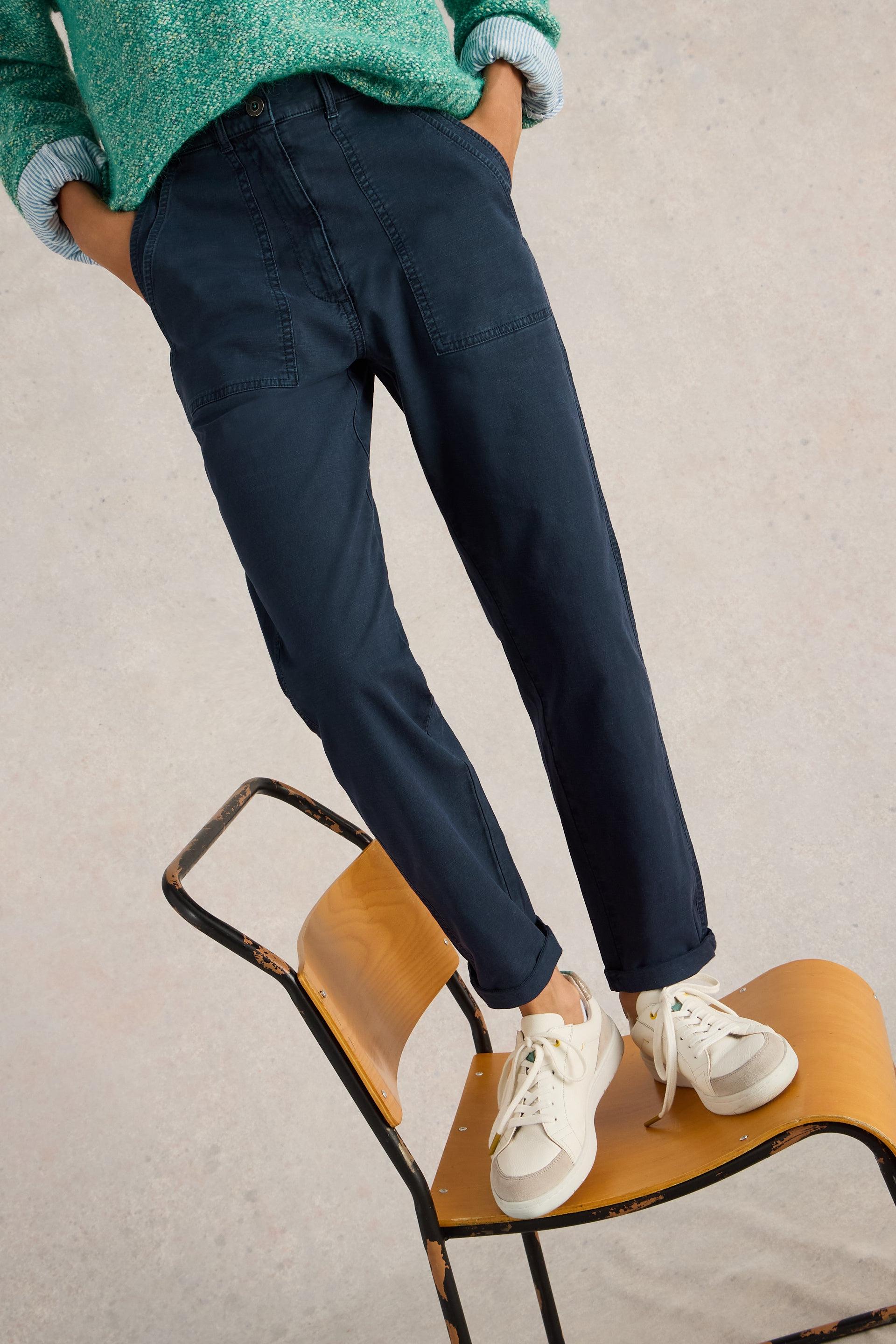 White Stuff Twister Organic Chino Trousers in Dark Navy