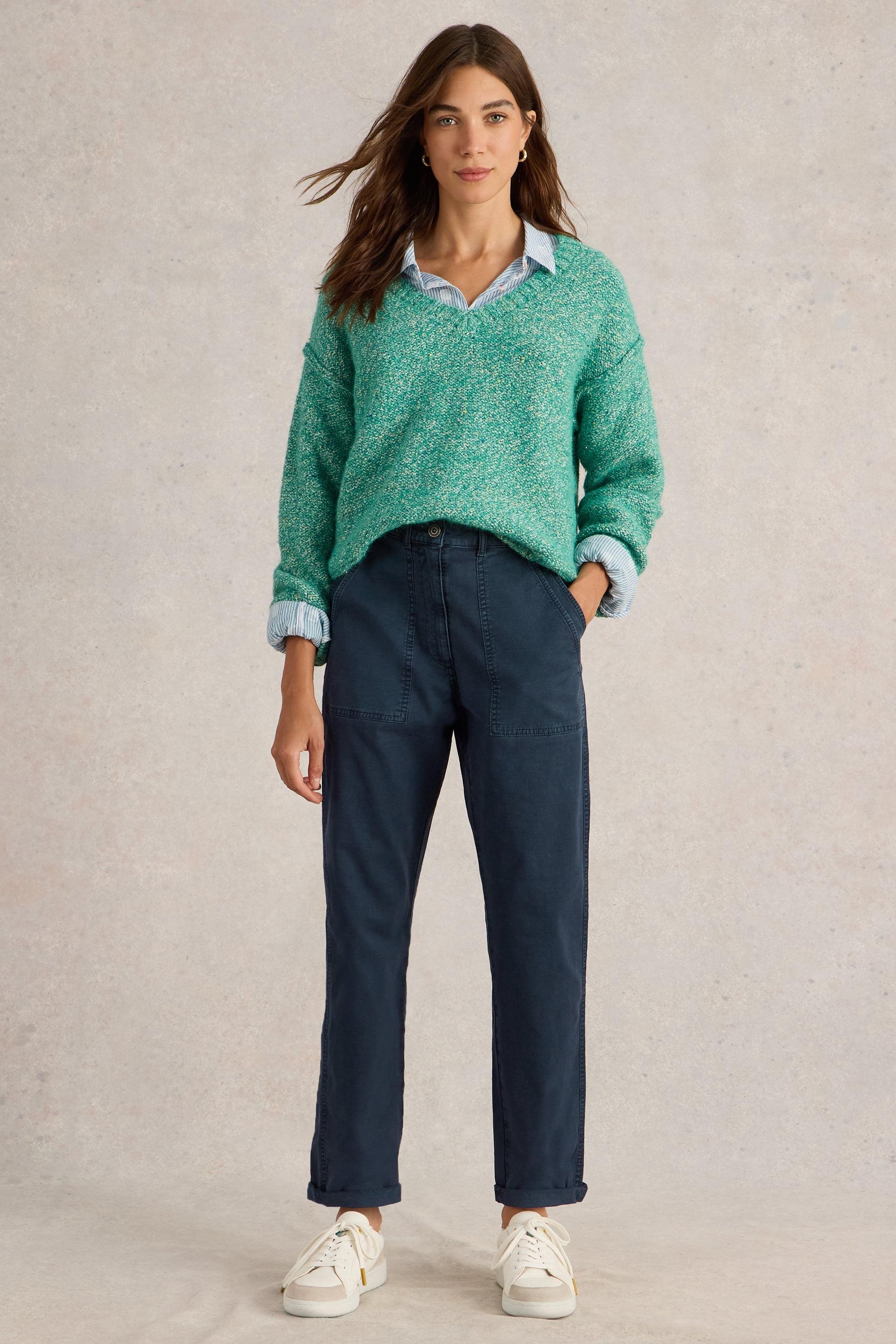 White Stuff Twister Organic Chino Trousers in Dark Navy