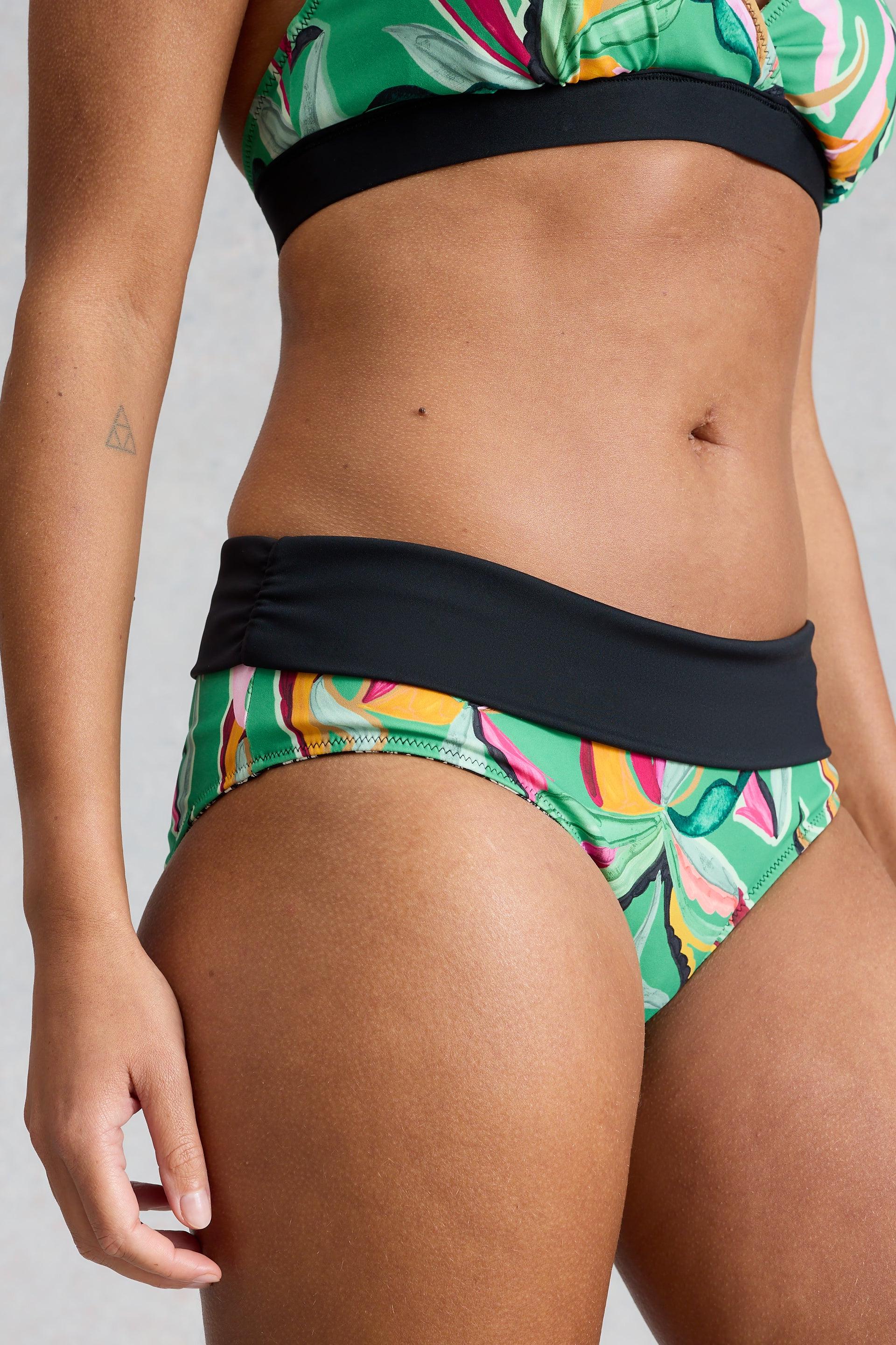 White Stuff Reversible Fold Down Green Print Bottom