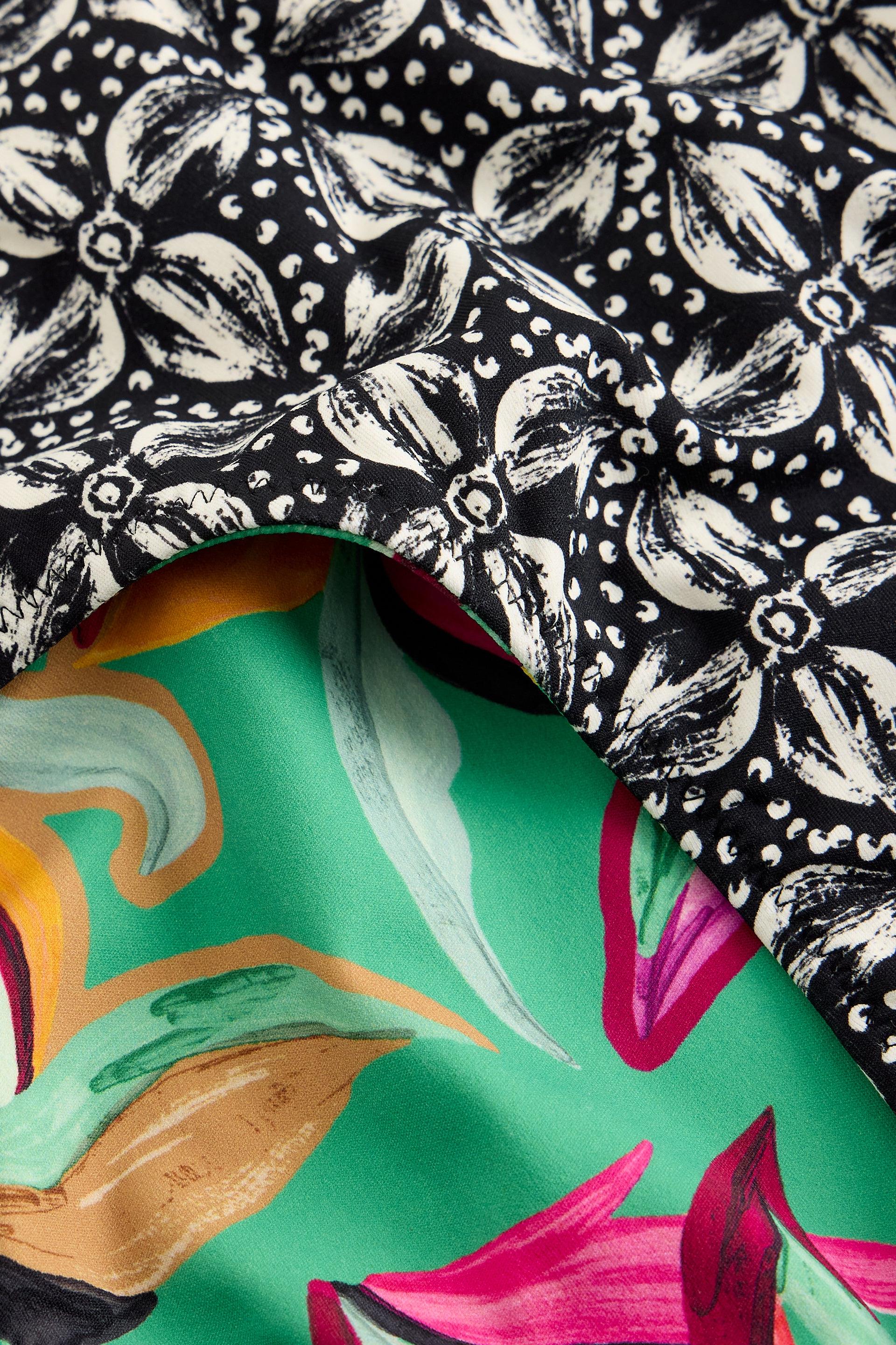 White Stuff Reversible Fold Down Green Print Bottom