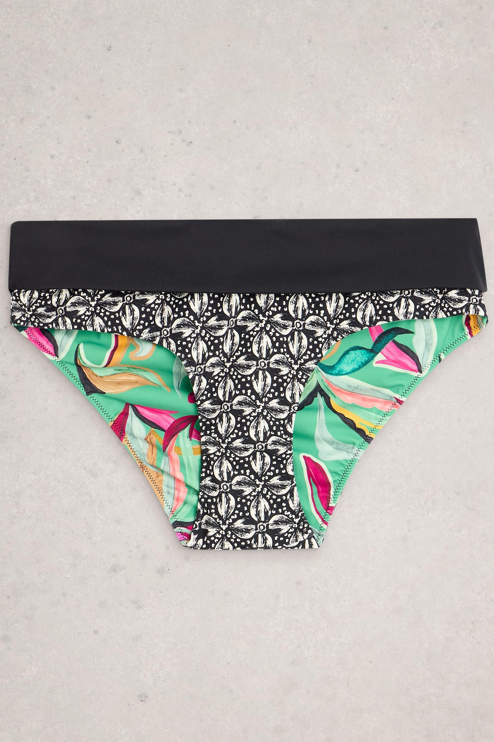 White Stuff Reversible Fold Down Green Print Bottom