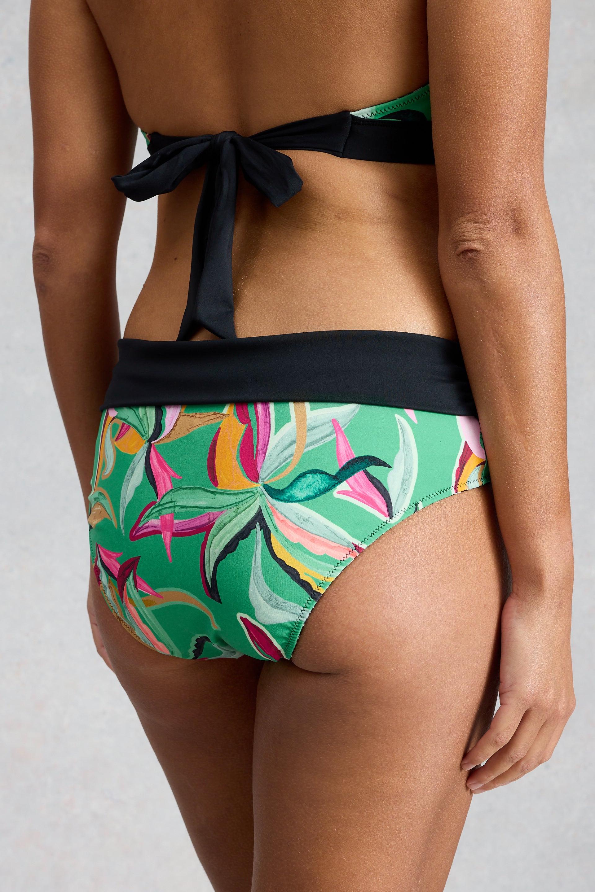 White Stuff Reversible Fold Down Green Print Bottom