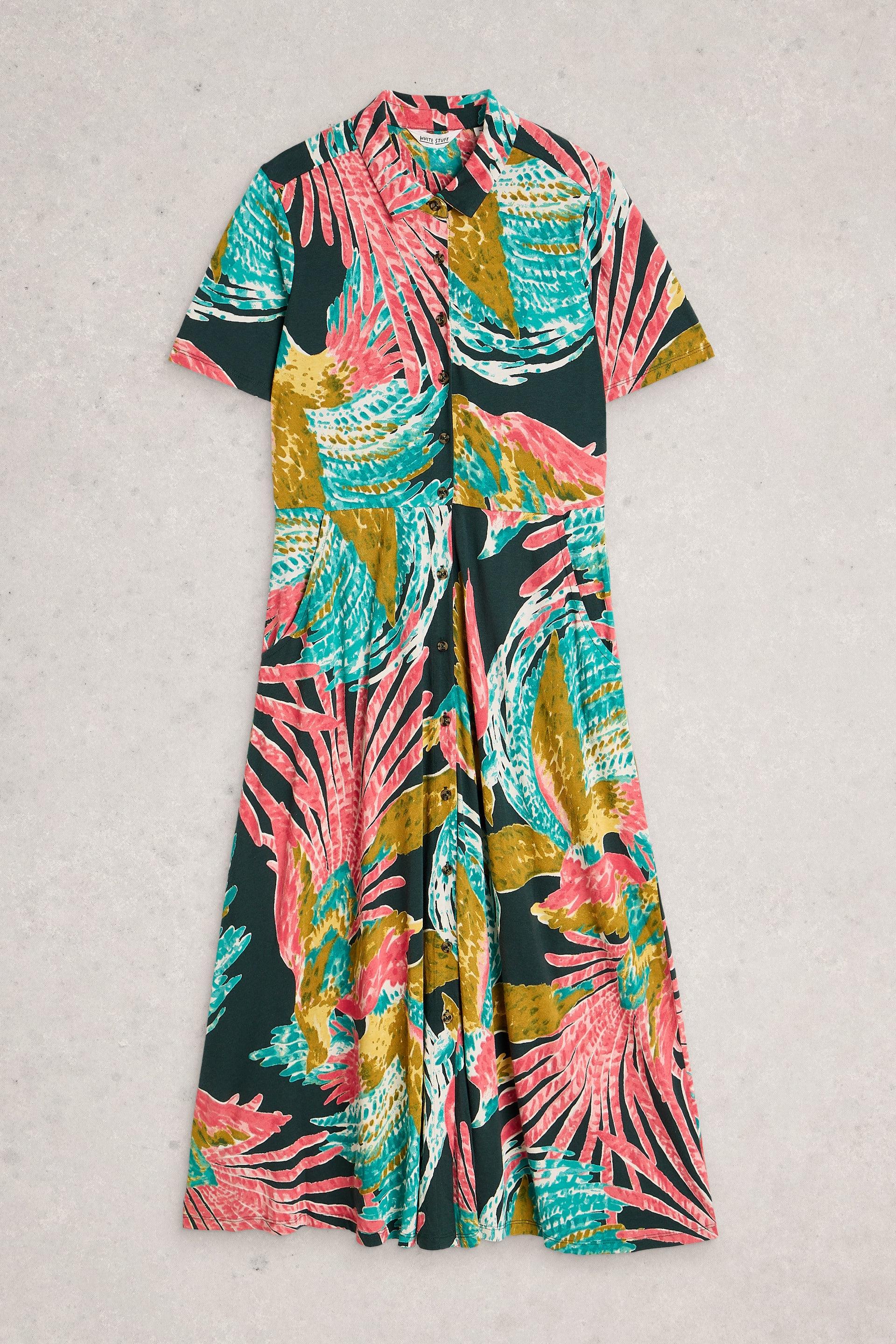 White Stuff Rua Jersey Shirt Pink Mlt Dress