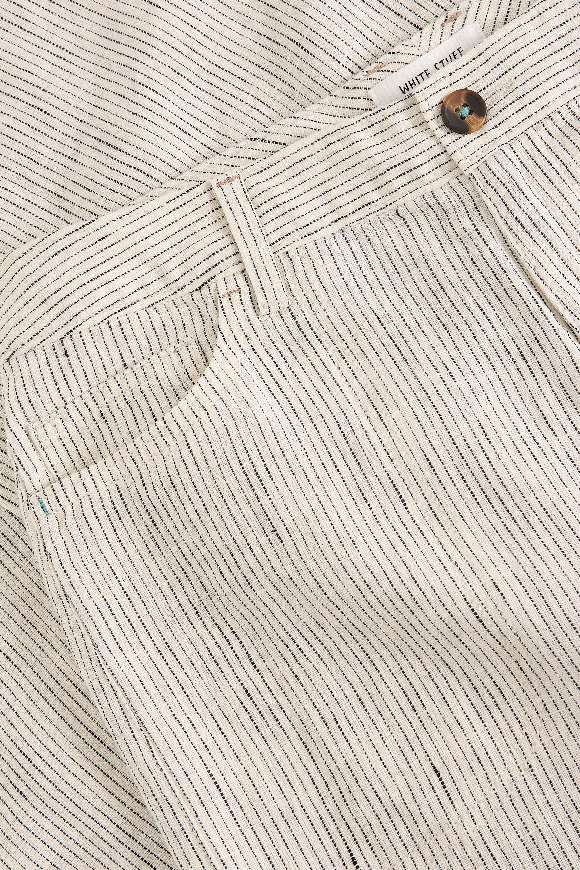 White Stuff Tia Linen Wide Leg Crop Trousers Ivory Multi
