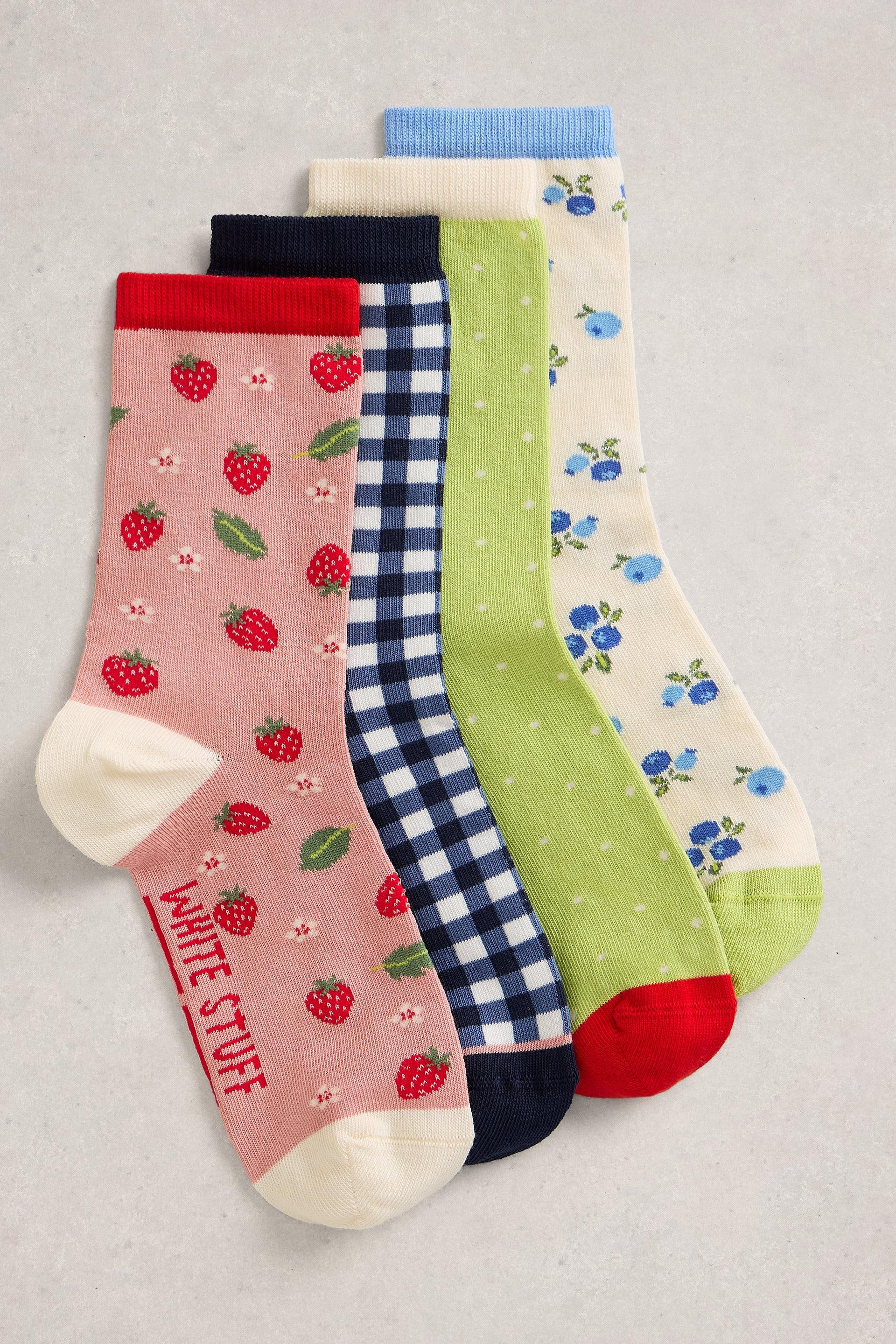 White Stuff 4PK Summer Fruit Ankle Socks