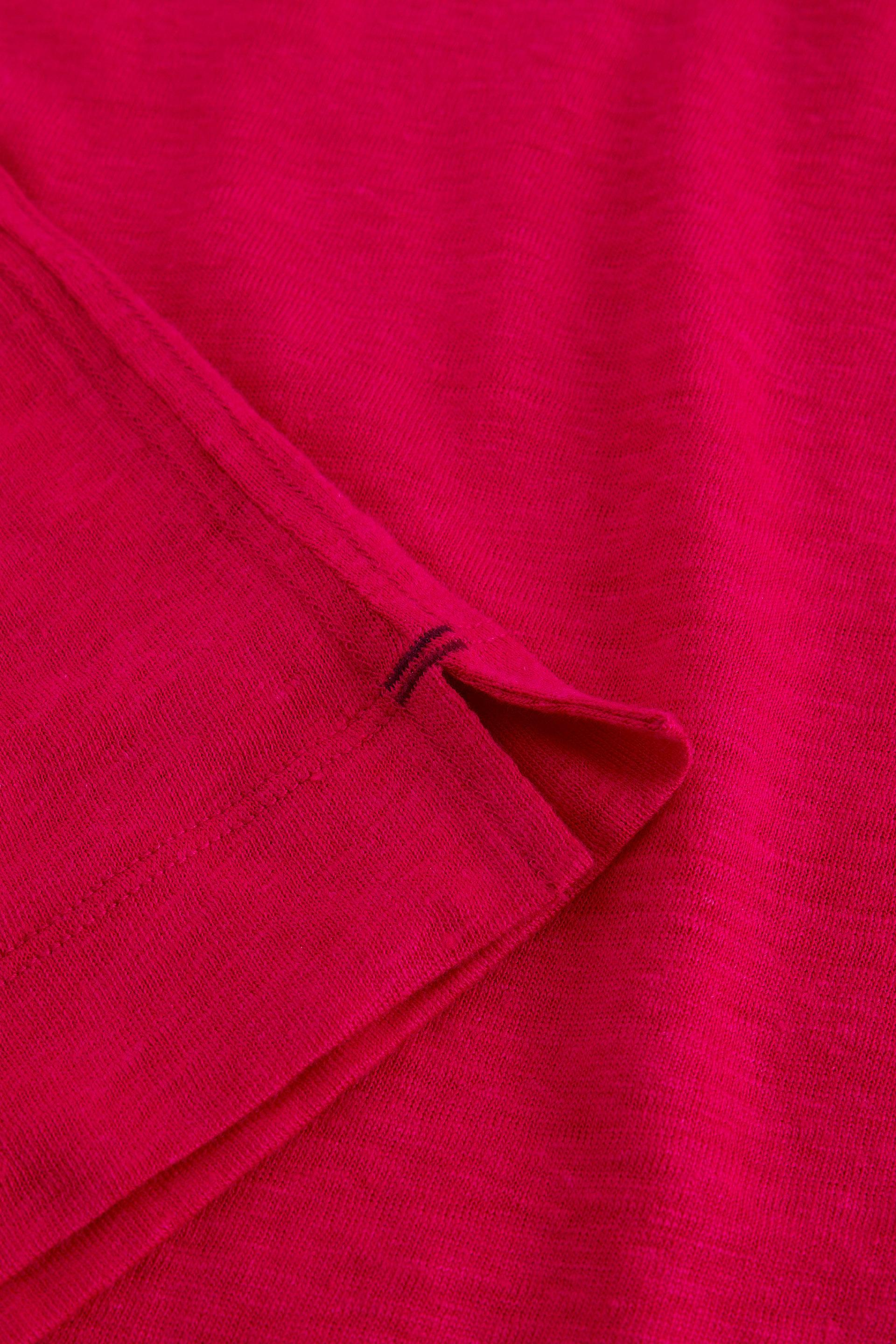 White Stuff Susie V Neck Dark Pink Linen Tee