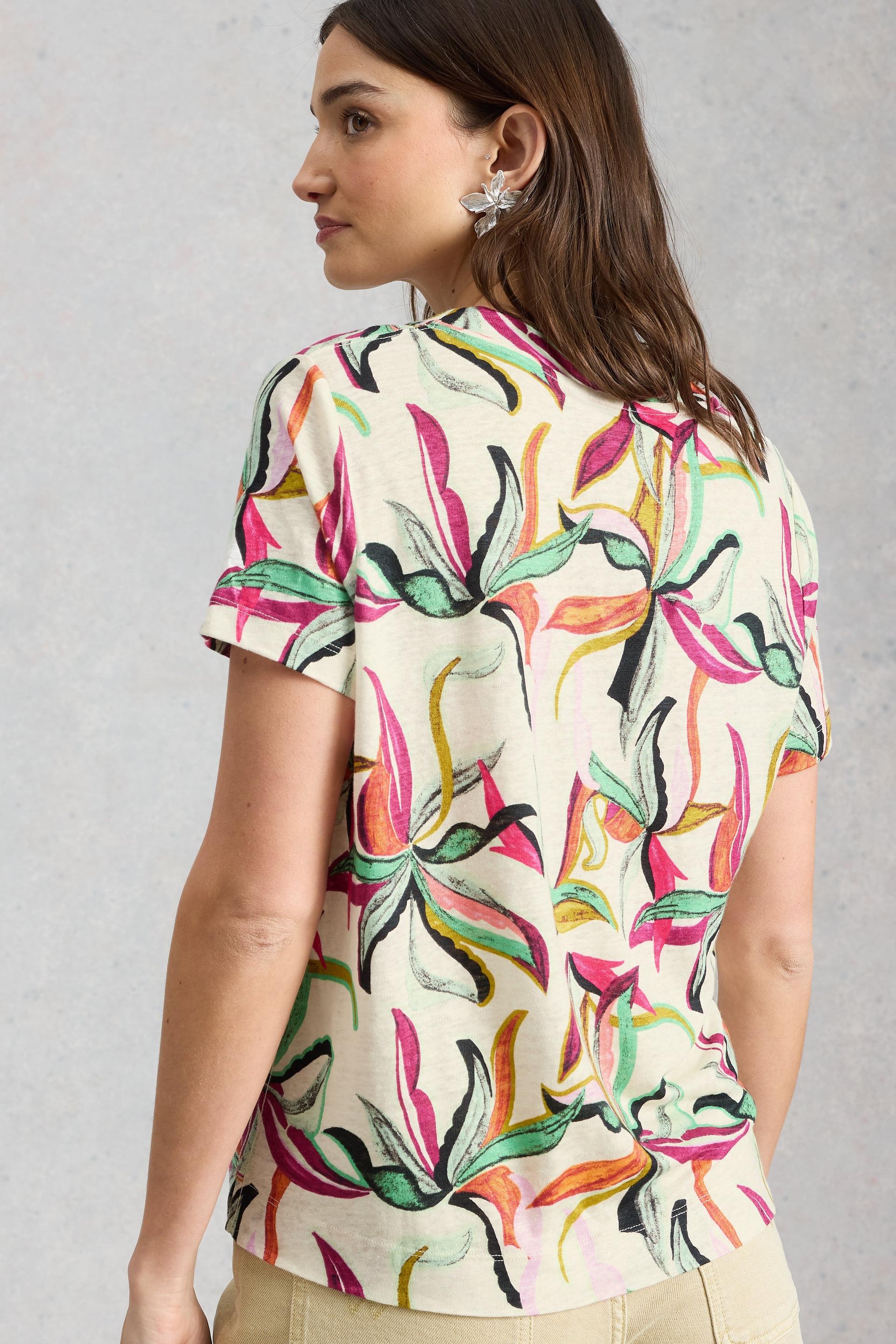 White Stuff Susie V Neck Linen Tee