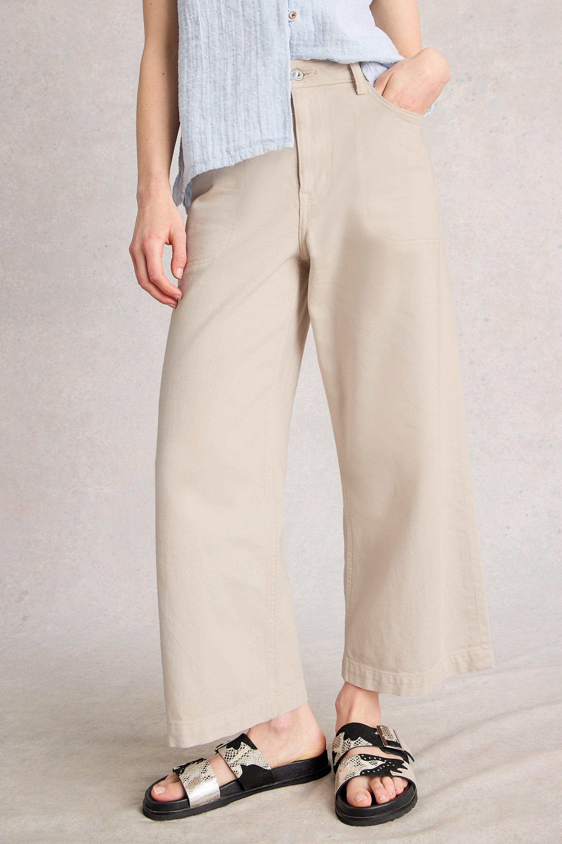 White Stuff Tia Wide Leg Crop Nat. White Jean