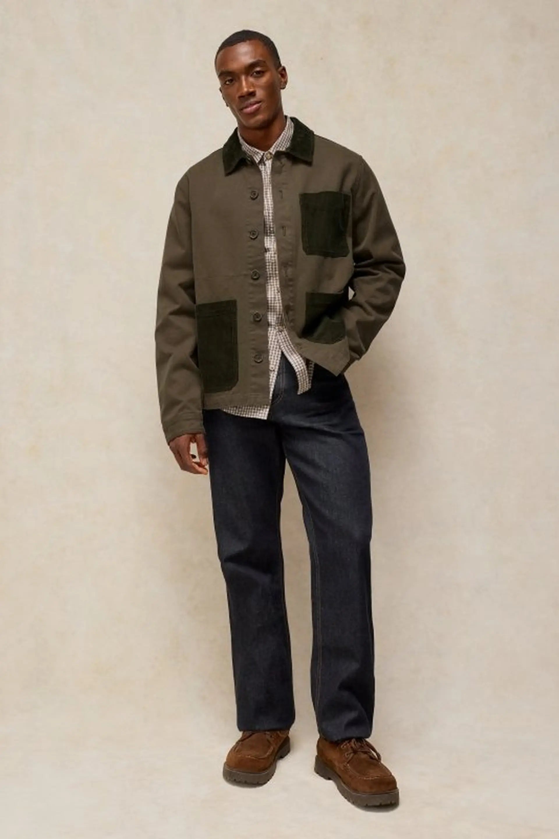 White Stuff Westgate Cord Mix Jacket - Khaki Green