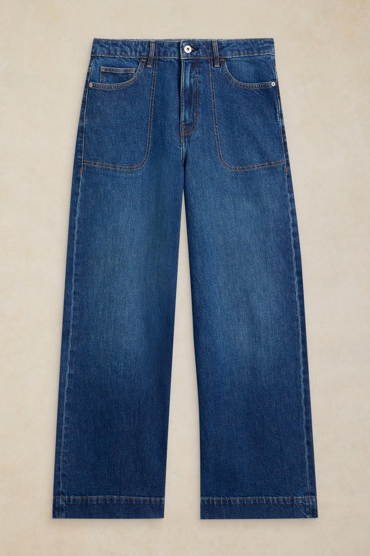 White Stuff casual wide leg dark denim jeans made from organic cotton, shown against a neutral background.