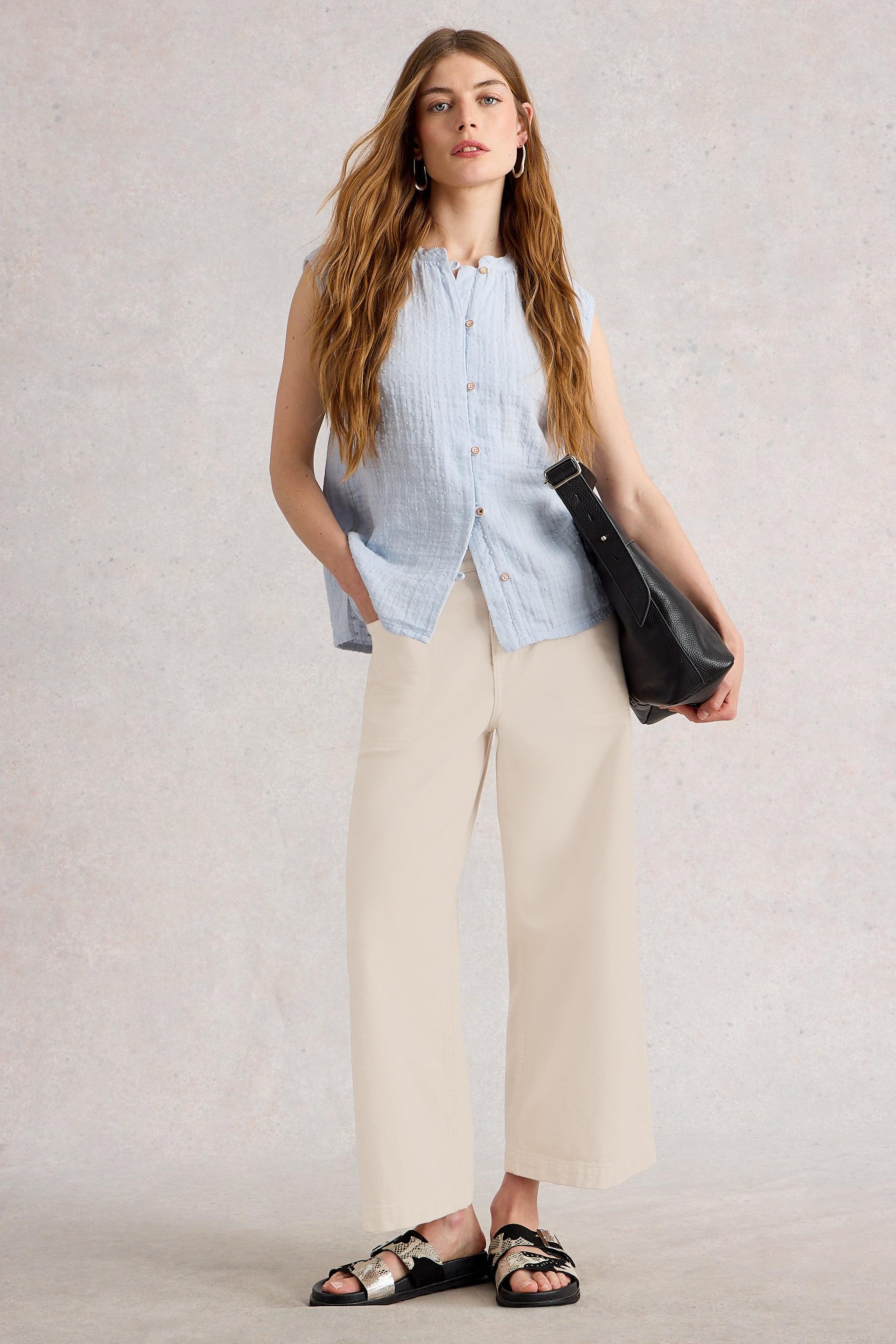 White Stuff Tia Wide Leg Crop Nat. White Jean