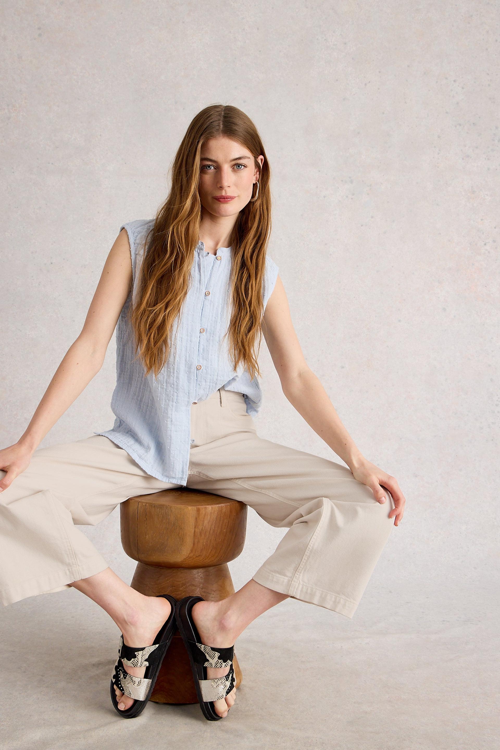 White Stuff Tia Wide Leg Crop Nat. White Jean