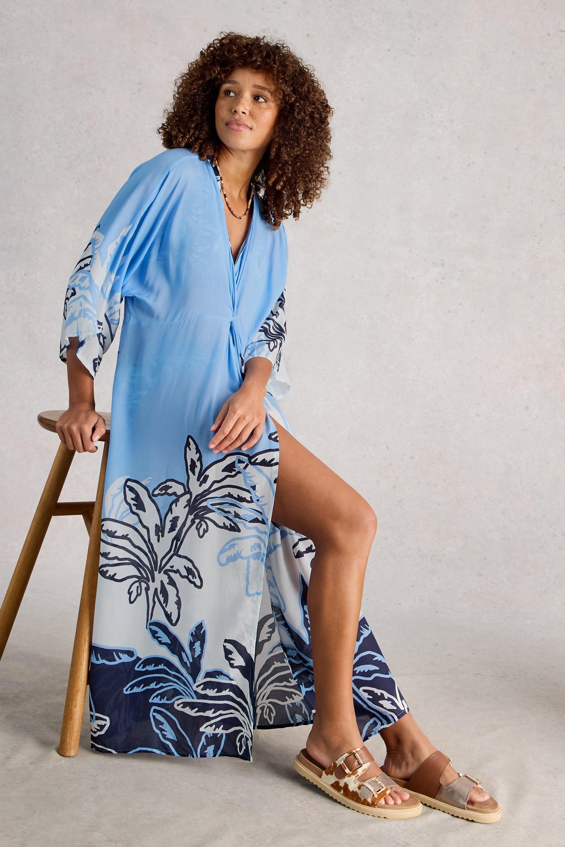 White Stuff Blue Multi Cleo Cover Up Kimono