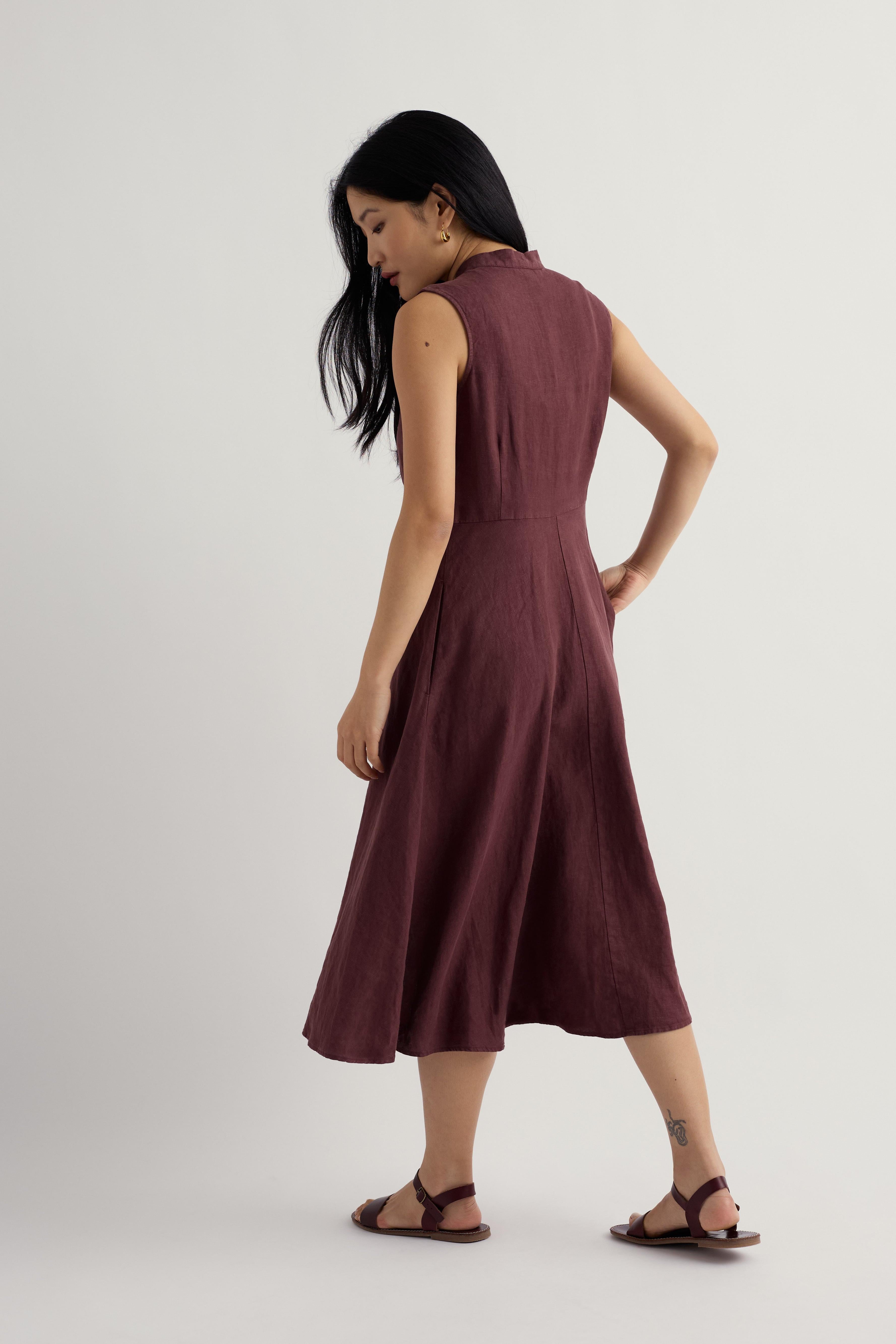 Seasalt Sleeveless Carved Wood Dress in Cacao