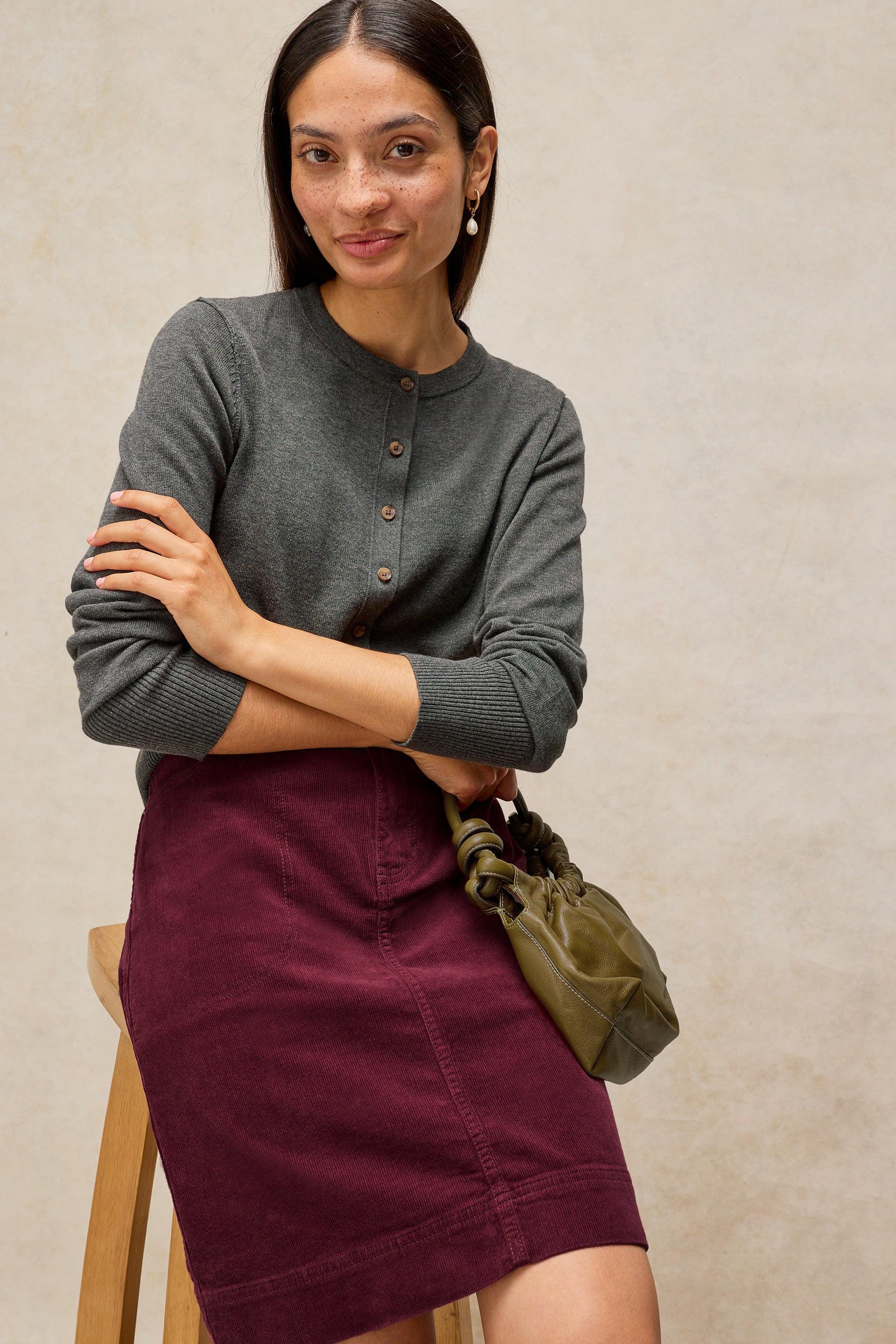White Stuff DK Plum Tia Cord Skirt