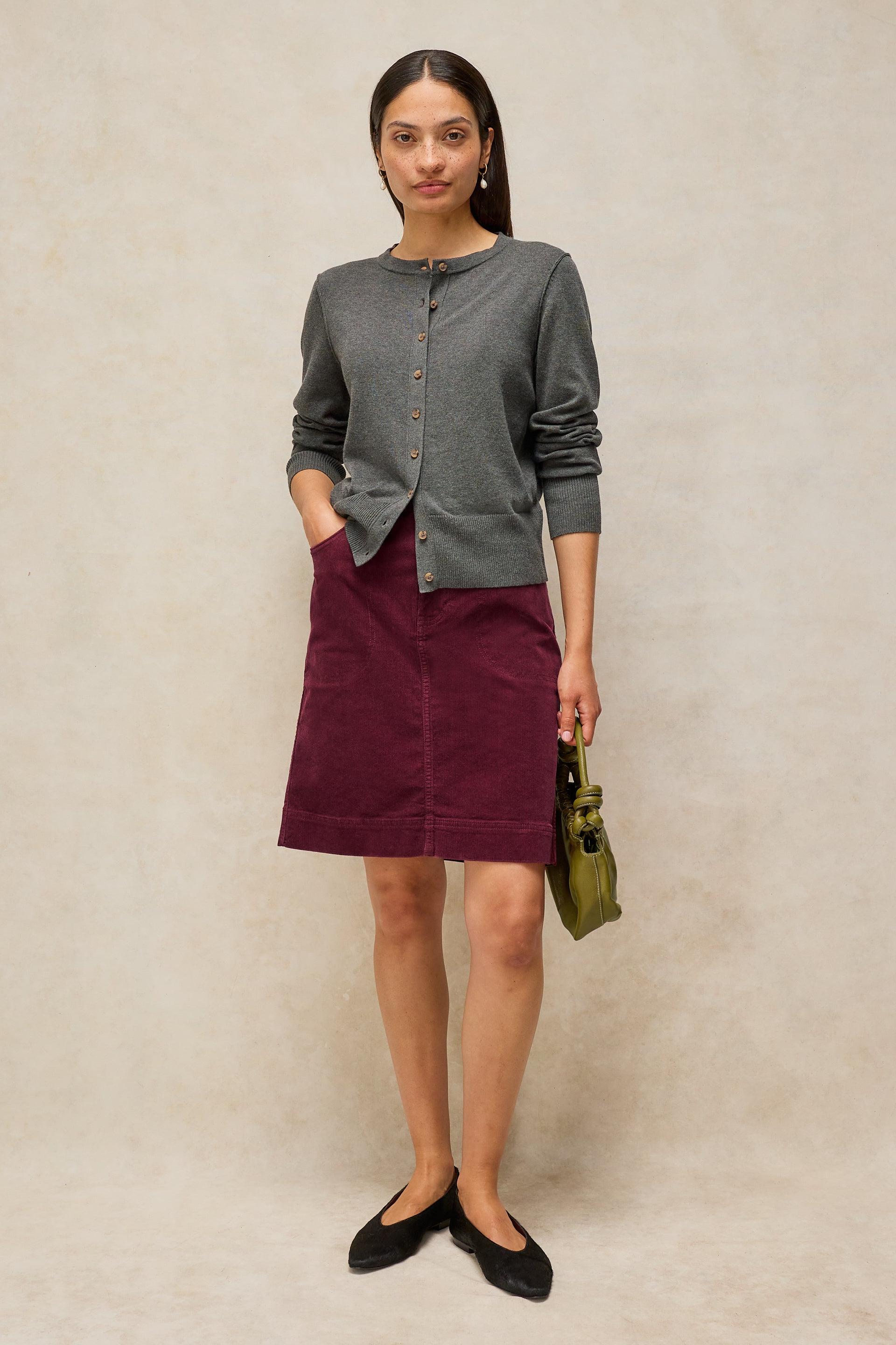 White Stuff DK Plum Tia Cord Skirt