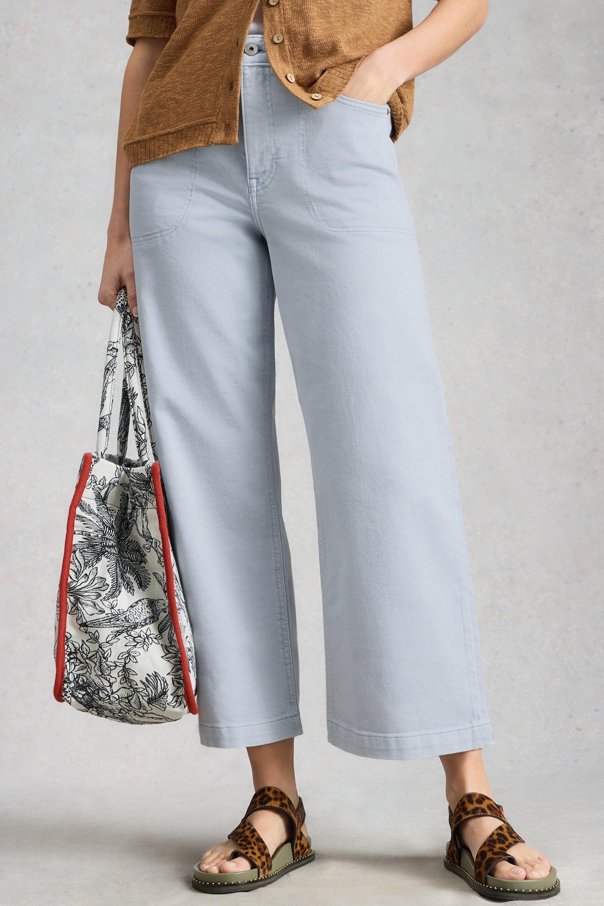 White Stuff Tia Wide Leg Crop Light Blue Jean