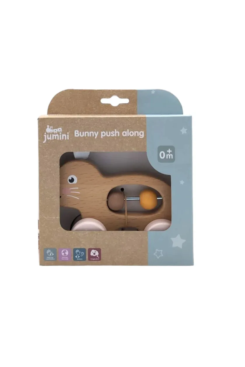 Jumini Bunny push along toy packaging on a white background