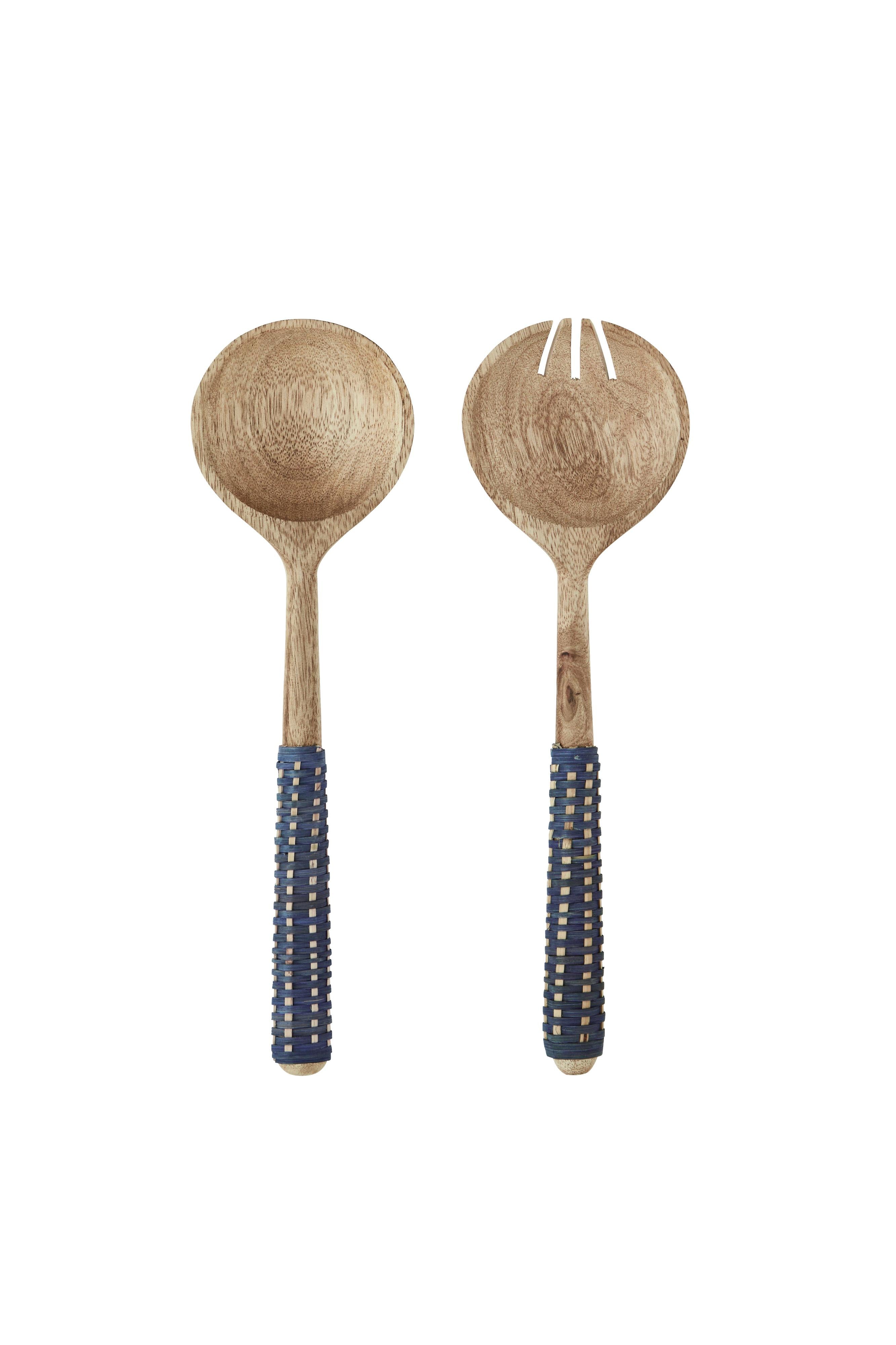 Madam Stoltz Wooden Salad Set w/ Bamboo