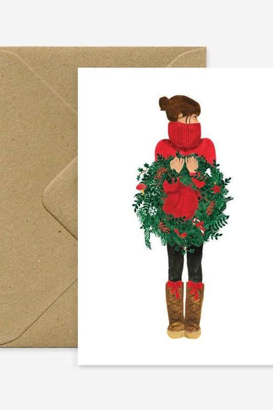 All The Ways To Say Xmas Girl Wreath Greeting Card-Gifts-Ohh! By Gum - Shop Sustainable