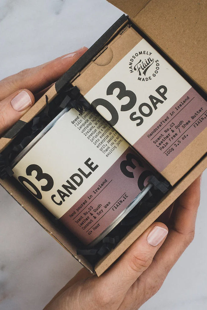 Fiáin Candle & Soap Gift Set | Large | Leather & Oud-Accessories-Ohh! By Gum - Shop Sustainable