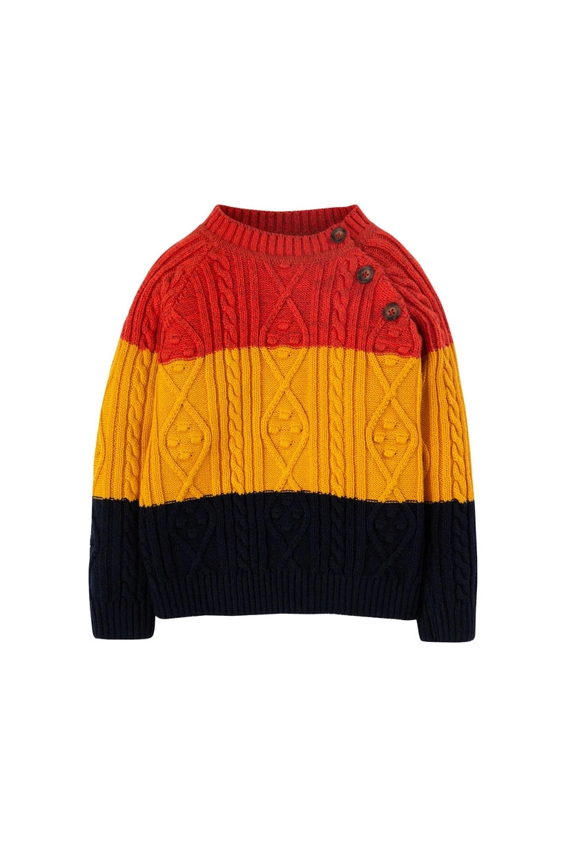 Frugi Cole Cable Knit Jumper Indigo Multi Stripe-Kids-Ohh! By Gum - Shop Sustainable