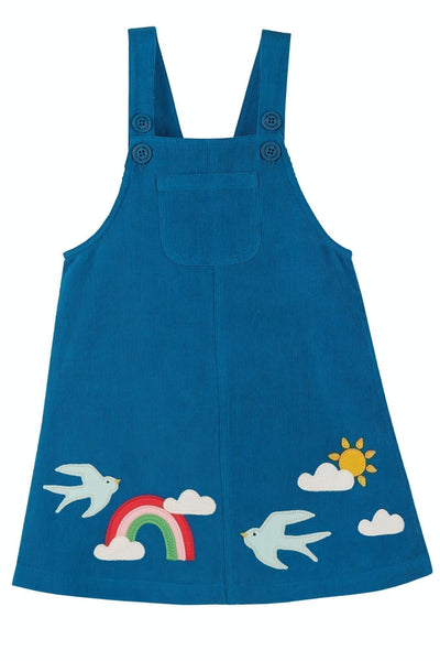 Frugi Mikko Dungaree Dress in Loch Blue Birds-Kids-Ohh! By Gum - Shop Sustainable