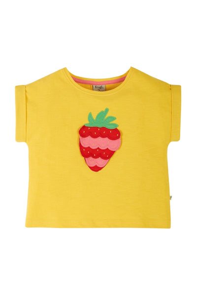 Frugi Sophia Slub T-Shirt in Yellow, Strawberry-Kids-Ohh! By Gum - Shop Sustainable