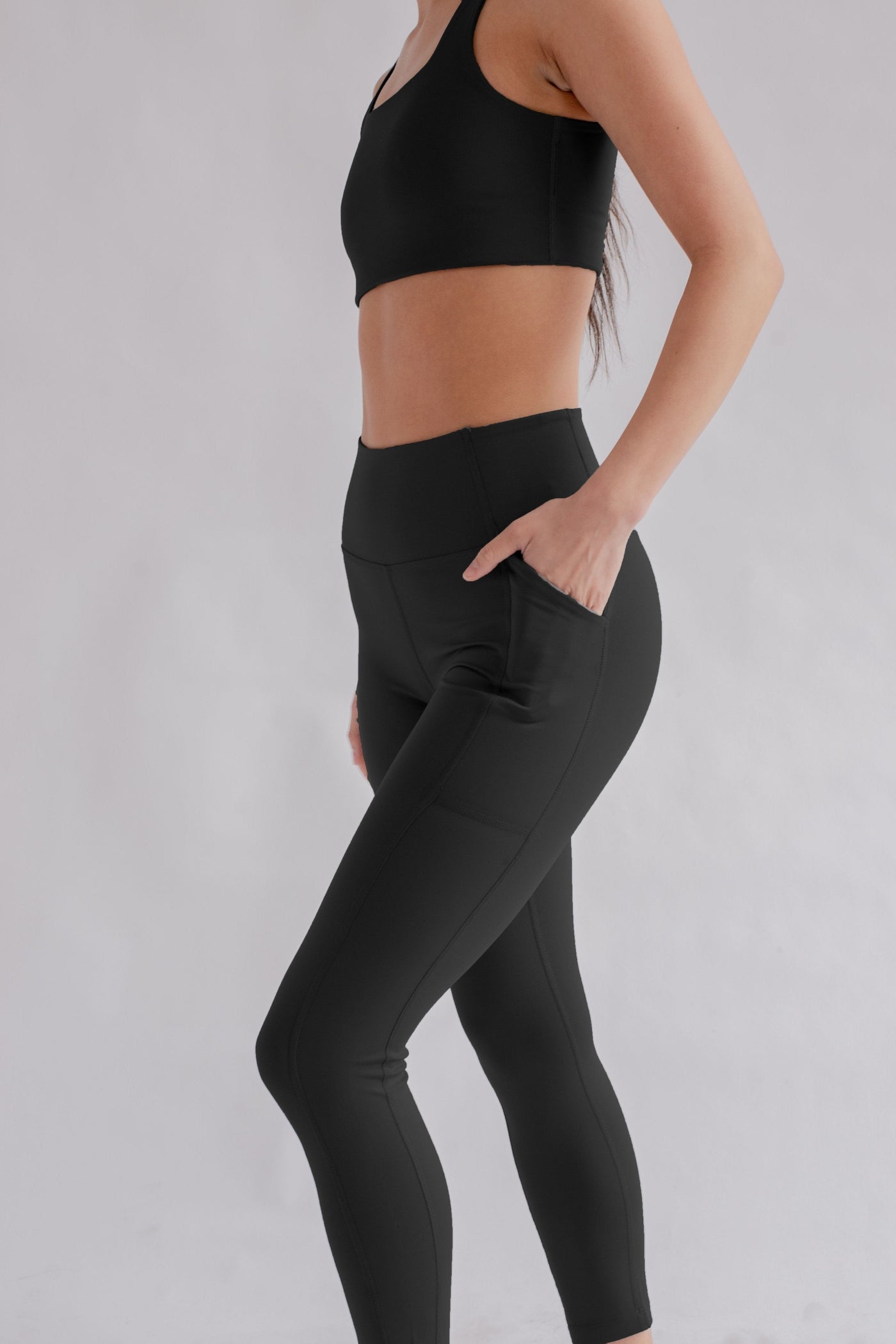 Girlfriend Collective Black Pocket Leggings High Rise, 7/8-Womens-Ohh! By Gum - Shop Sustainable