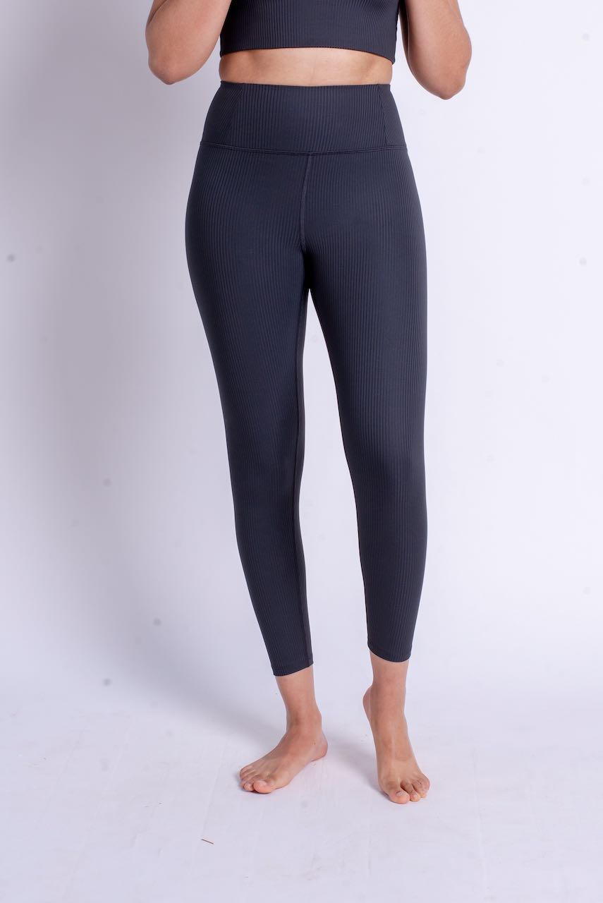 Girlfriend Collective Rib High Rise Legging 7/8 in Black-Womens-Ohh! By Gum - Shop Sustainable