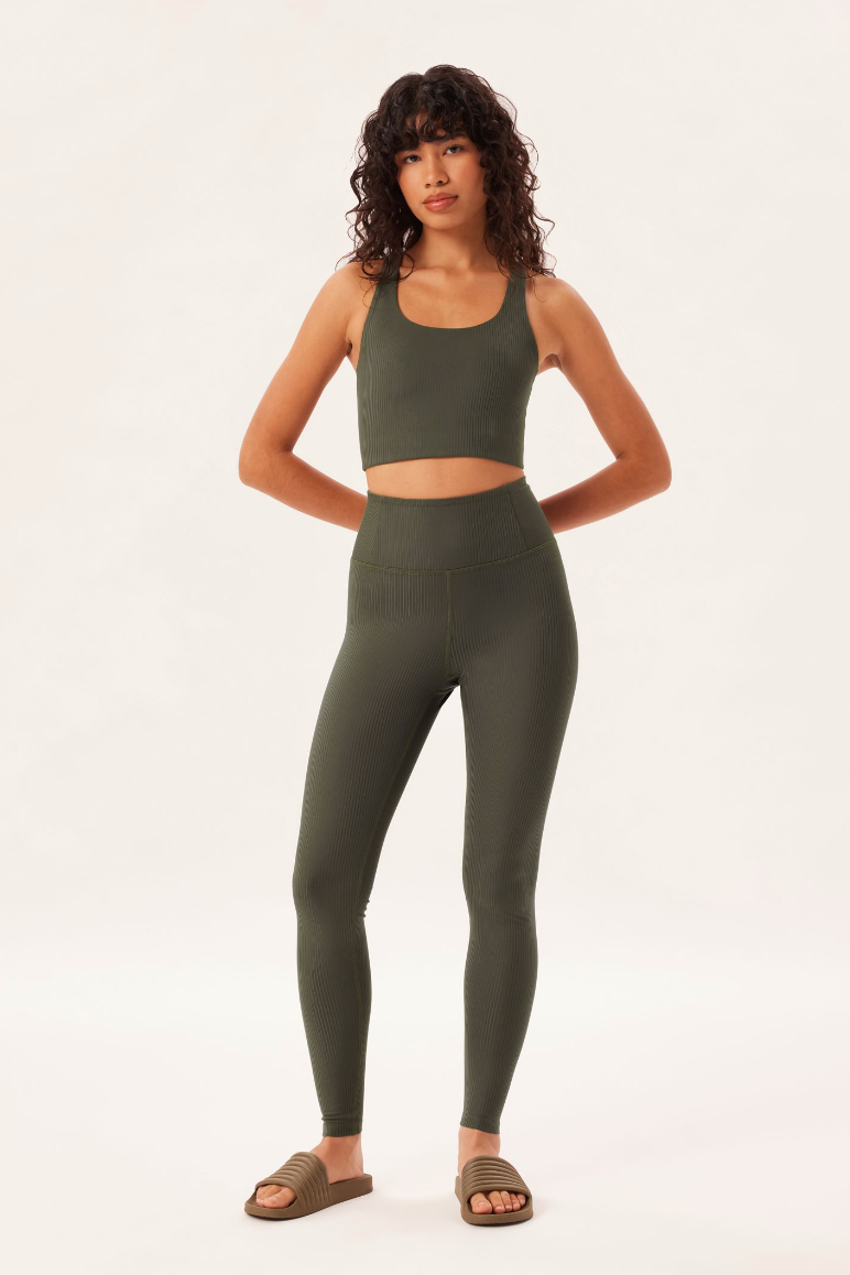 Girlfriend Collective Rib High-Rise Legging, Long - Cypress-Womens-Ohh! By Gum - Shop Sustainable